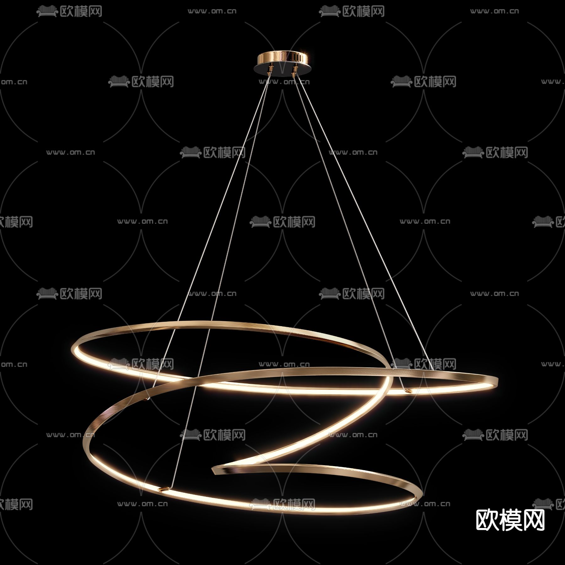 现代轻奢曲线吊灯3d模型下载_ID12134575_3dmax免费模型-欧模网