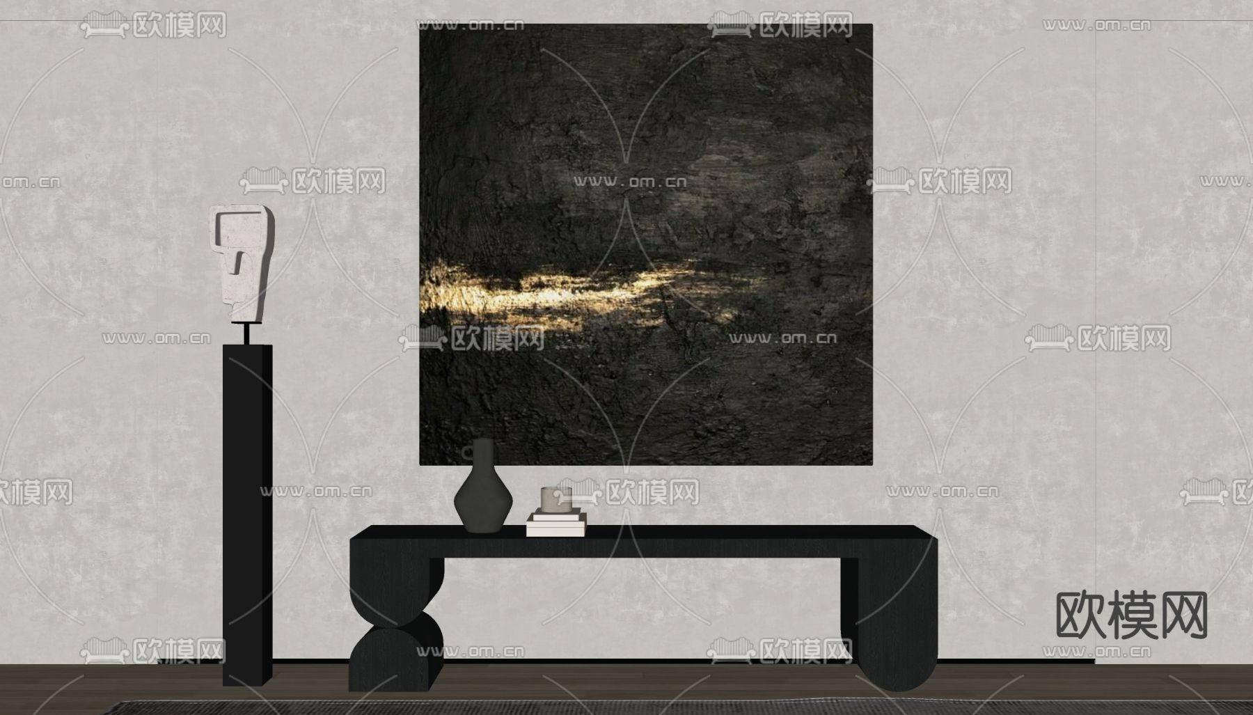 侘寂风装饰画 挂画su模型