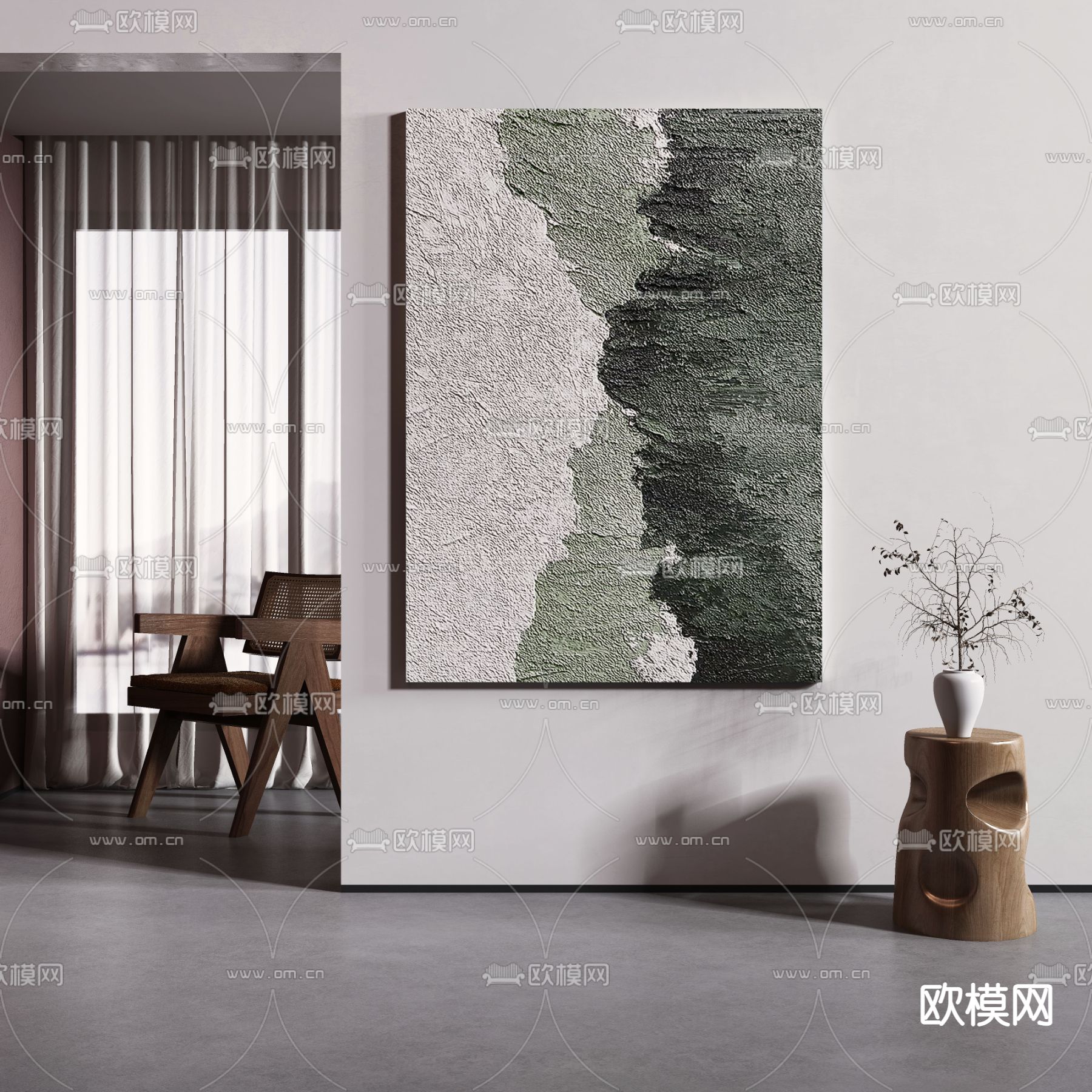 侘寂肌理装饰画 挂画 艺术画3d模型下载_ID12136530_3dmax免费模型-欧模网