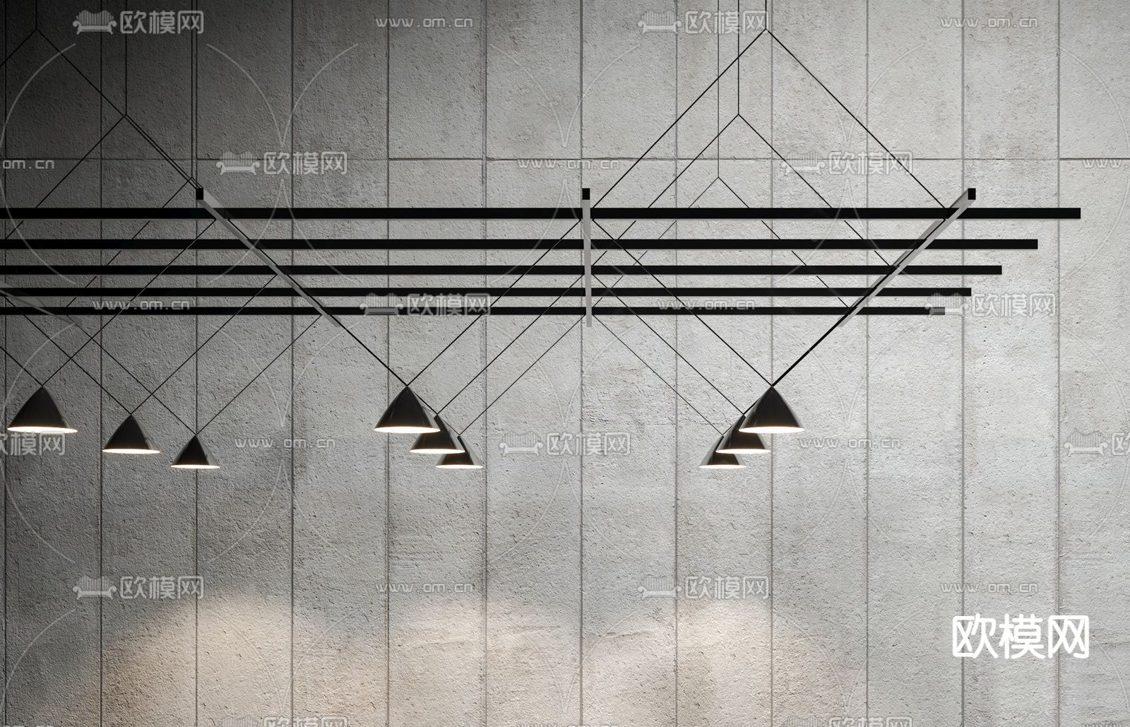 工业吊灯su模型下载（渲染图1）