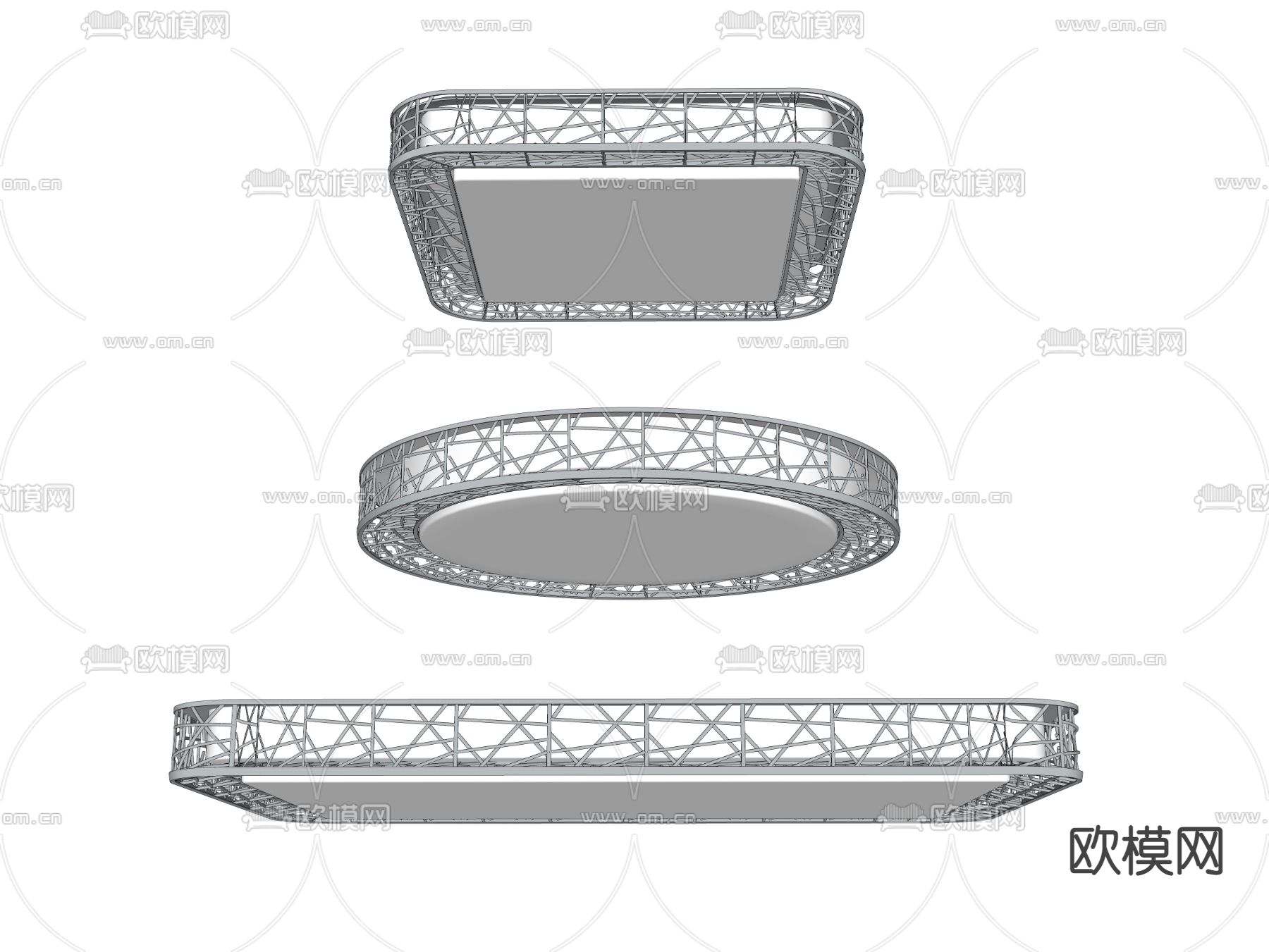 现代简约圆形LED吸顶灯su模型下载（渲染图2）