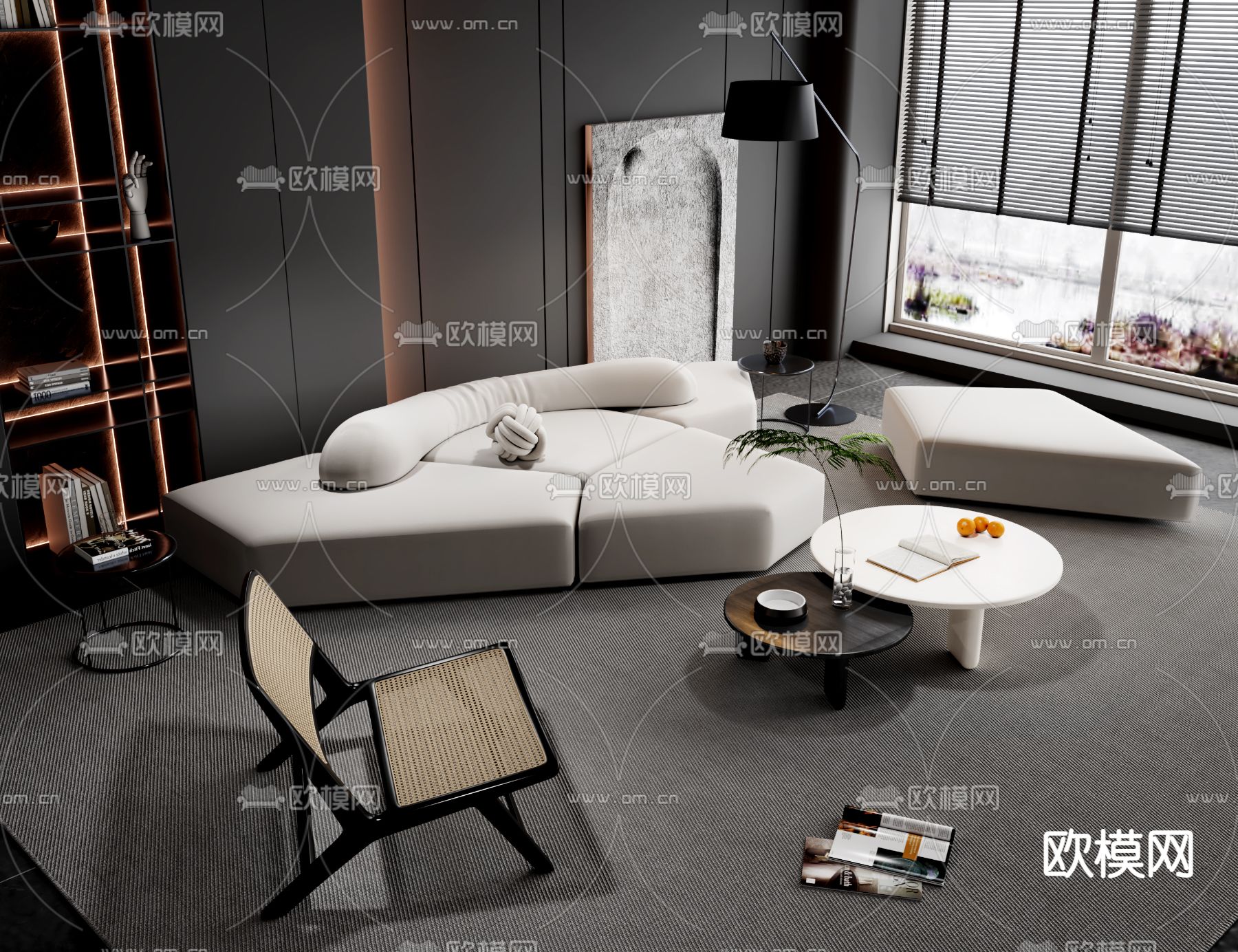 现代组合沙发3d模型下载_ID12137571_3dmax免费模型-欧模网