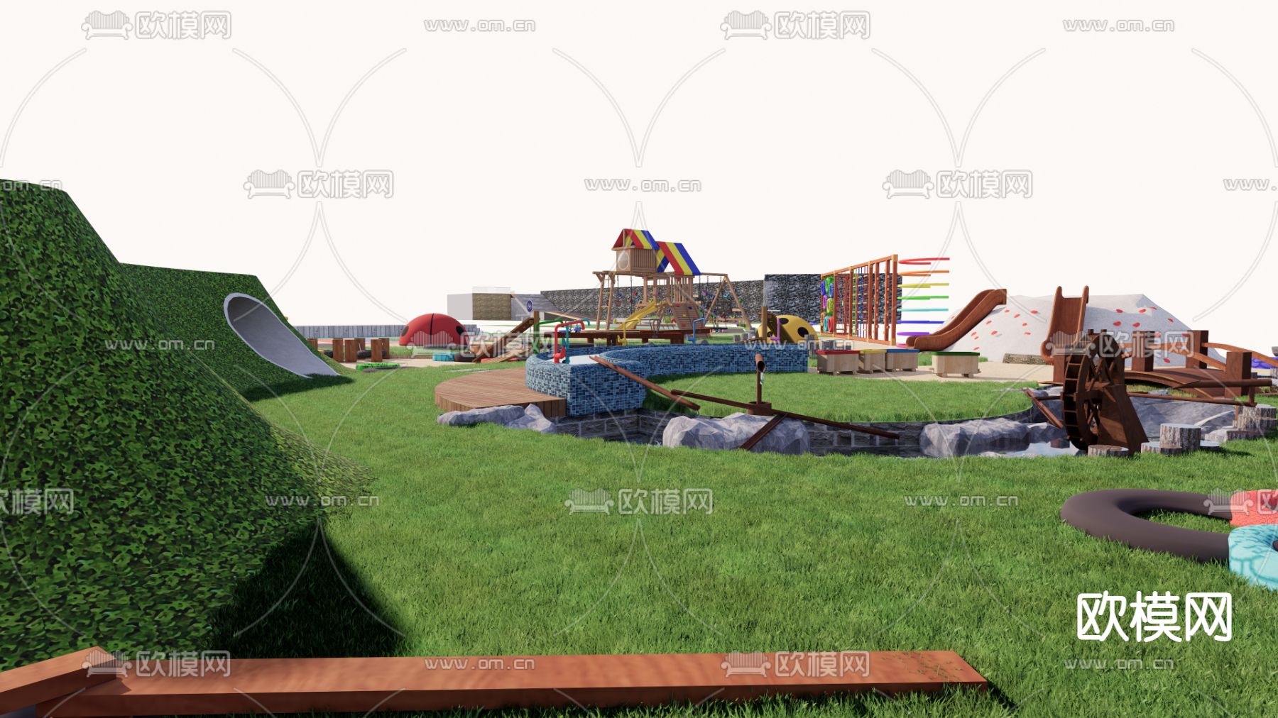 现代儿童游乐区su模型下载（渲染图2）