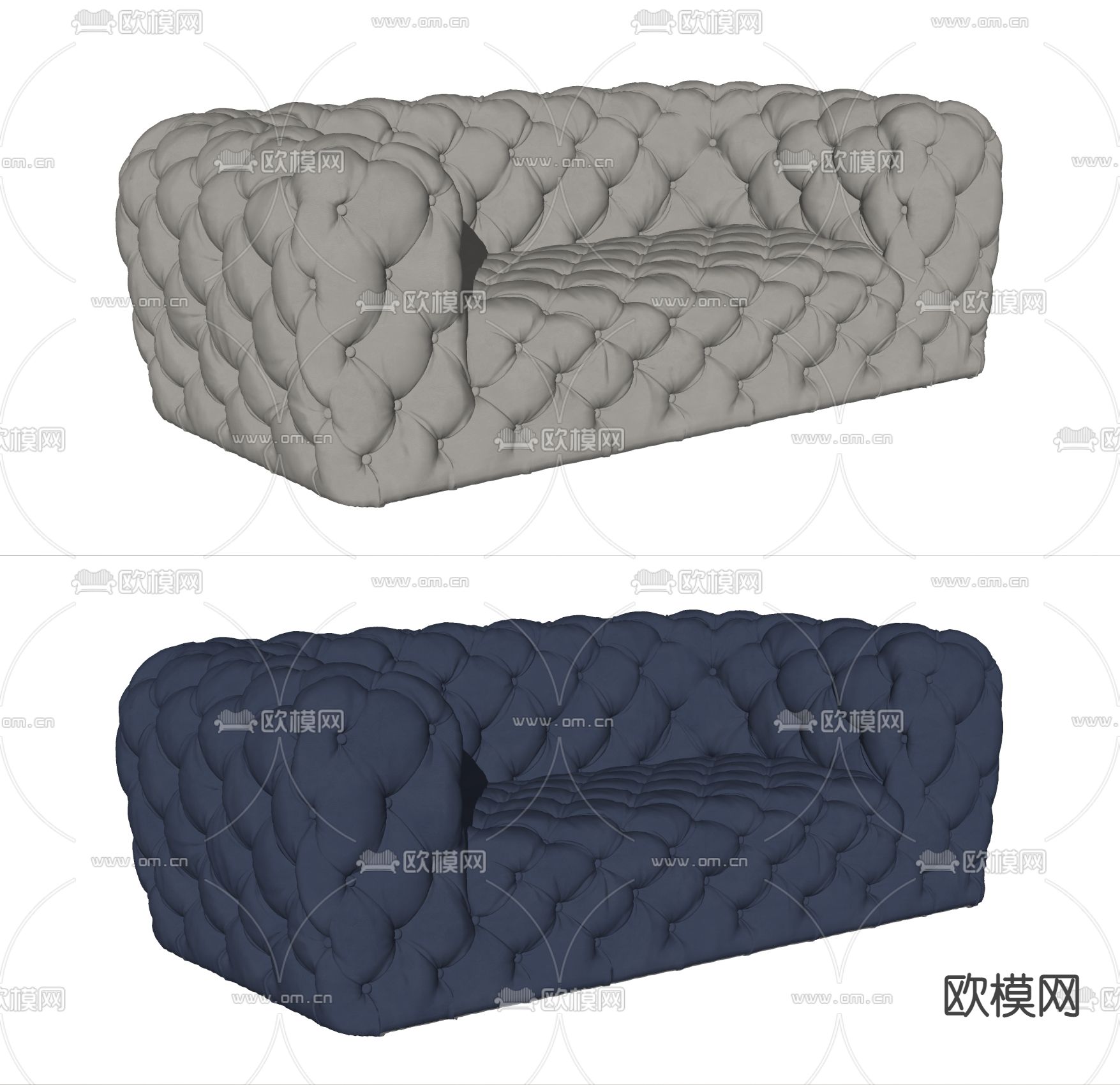 Baxter chester moon拉扣多人沙发su模型下载（渲染图2）