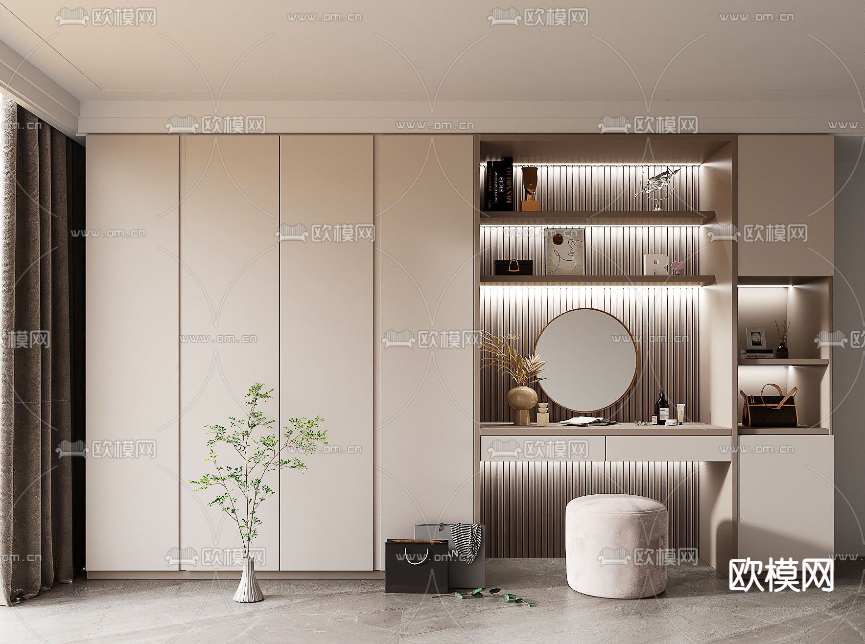 现代梳妆台 衣柜3d模型下载