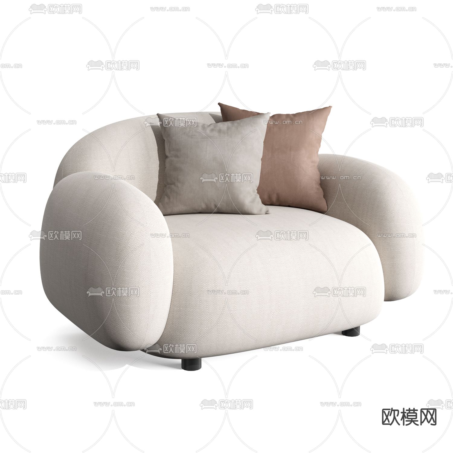 现代米色单人沙发3d模型下载_ID12136719_3dmax免费模型-欧模网