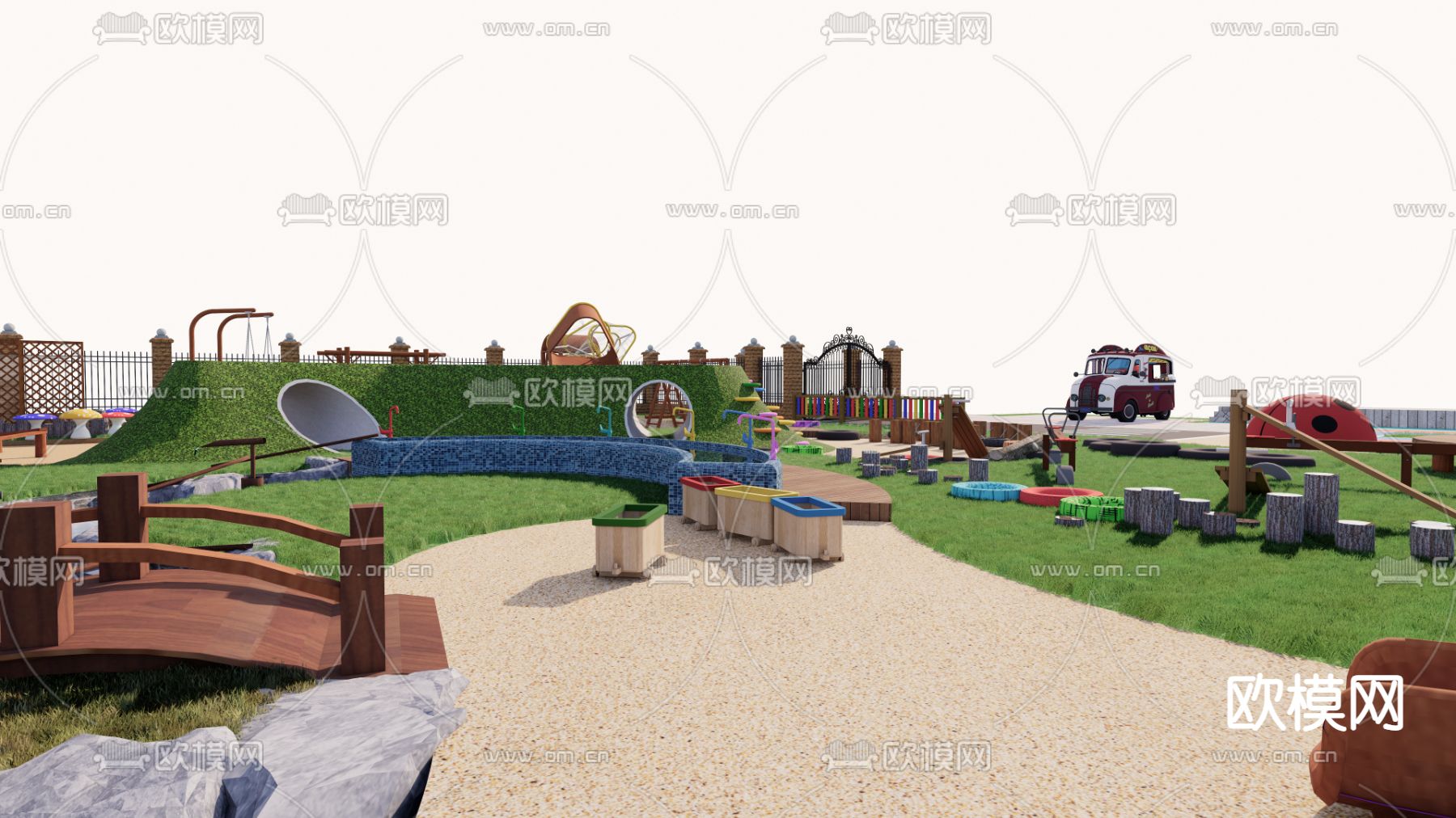 现代儿童游乐区su模型下载（渲染图3）
