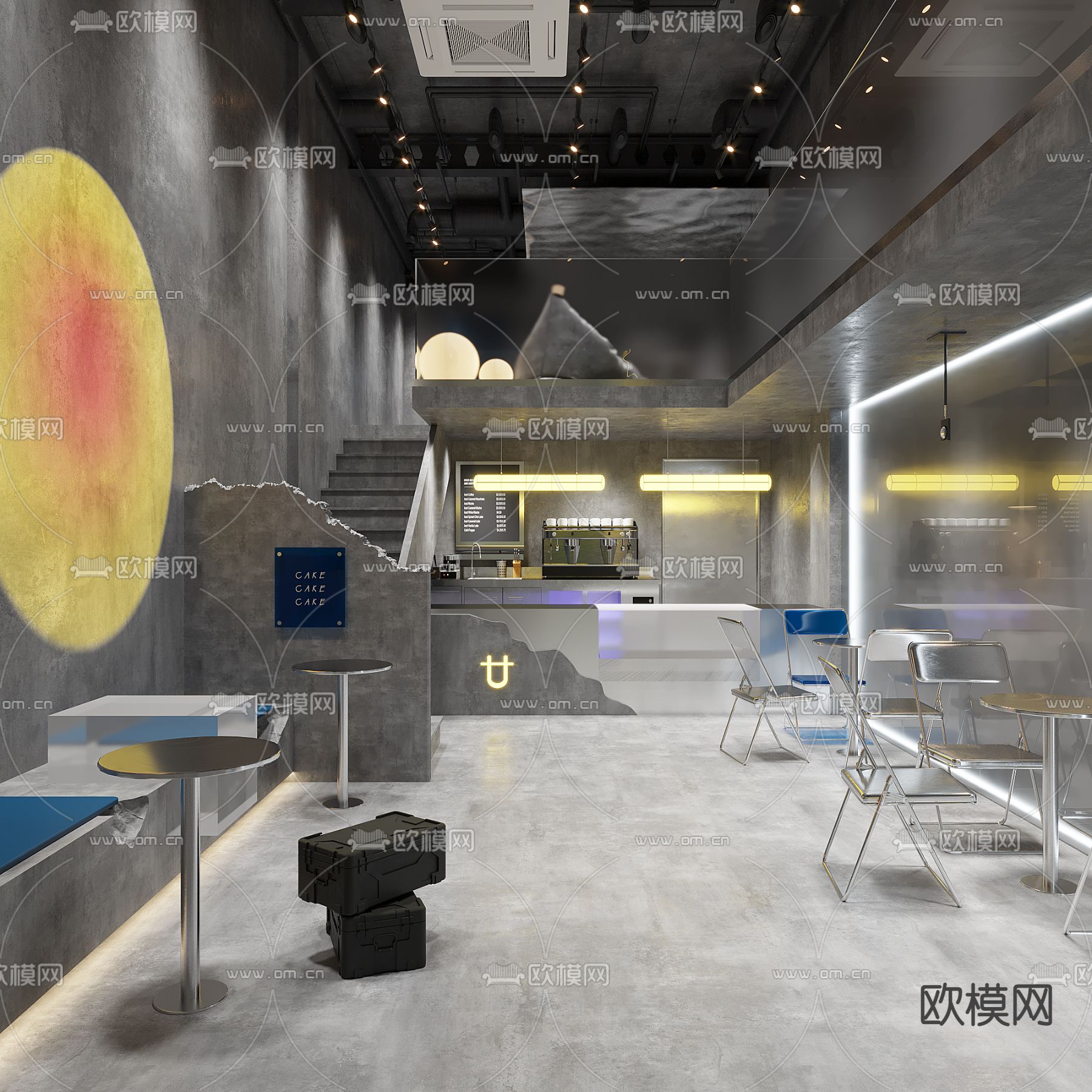 战后风奶茶店 咖啡店3d模型