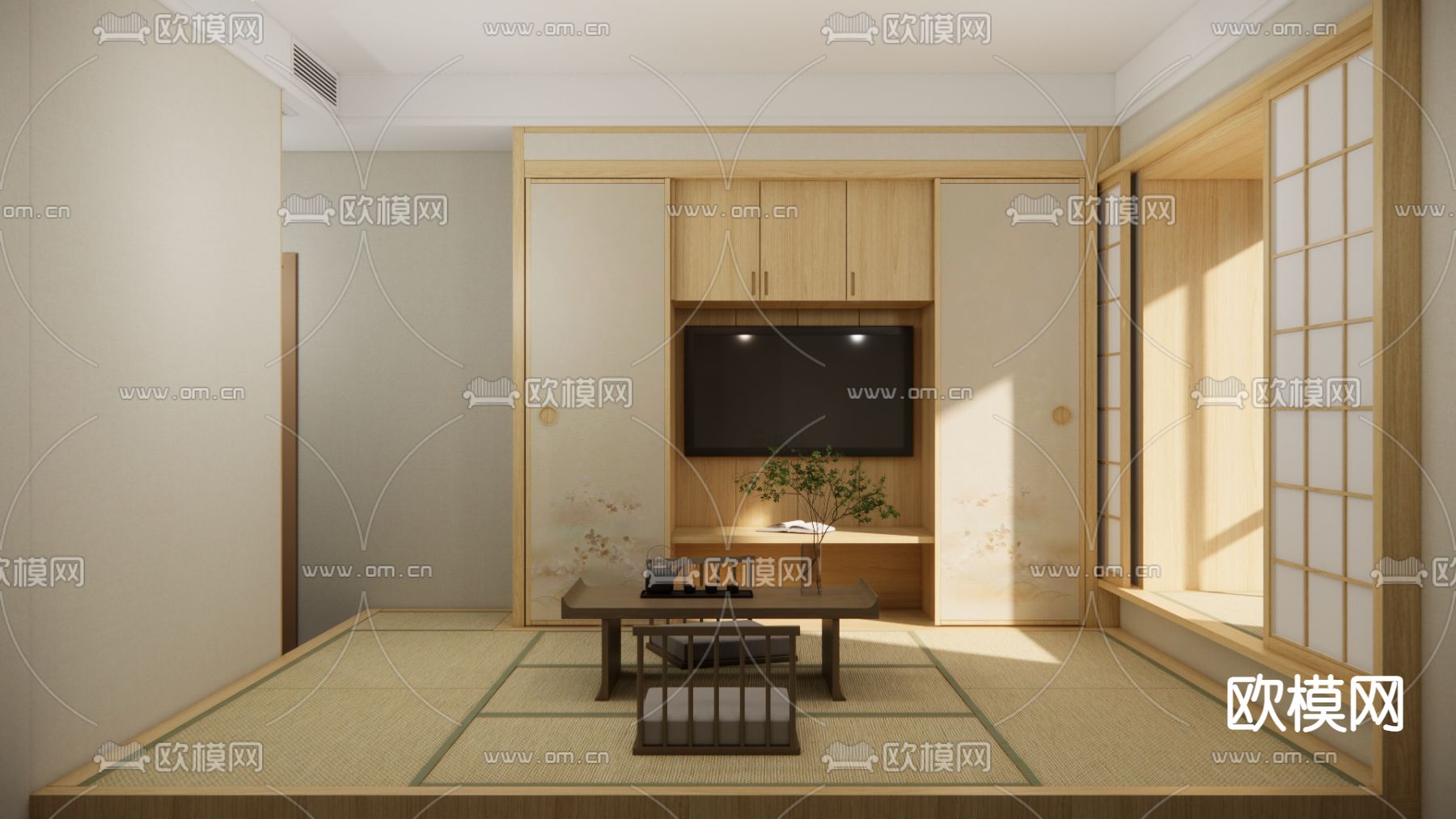 日式茶室su模型下载（渲染图2）