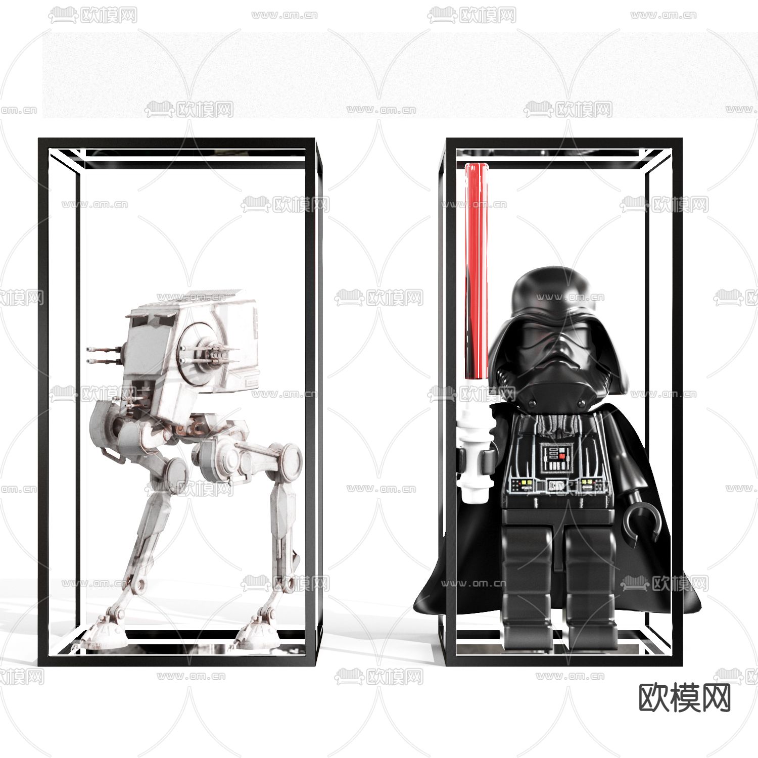 现代积木人 潮玩 雕塑摆件3d模型