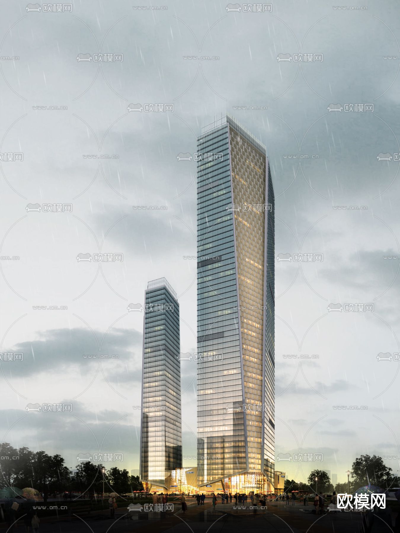 现代商务大厦建筑外观psd下载