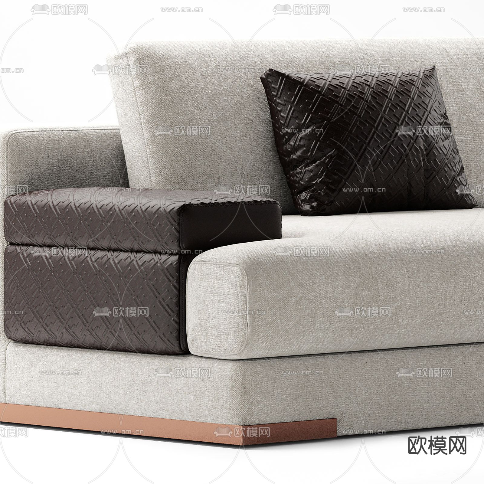 fendi灰色双人沙发3d模型下载（渲染图2）
