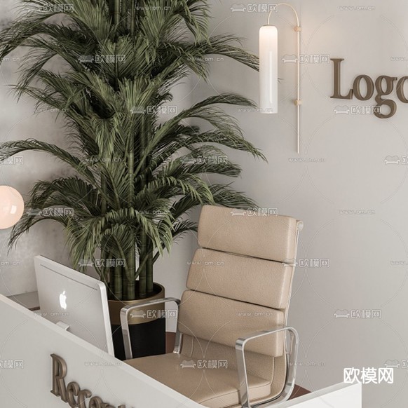 现代前台 接待台3d模型下载(渲染图3)