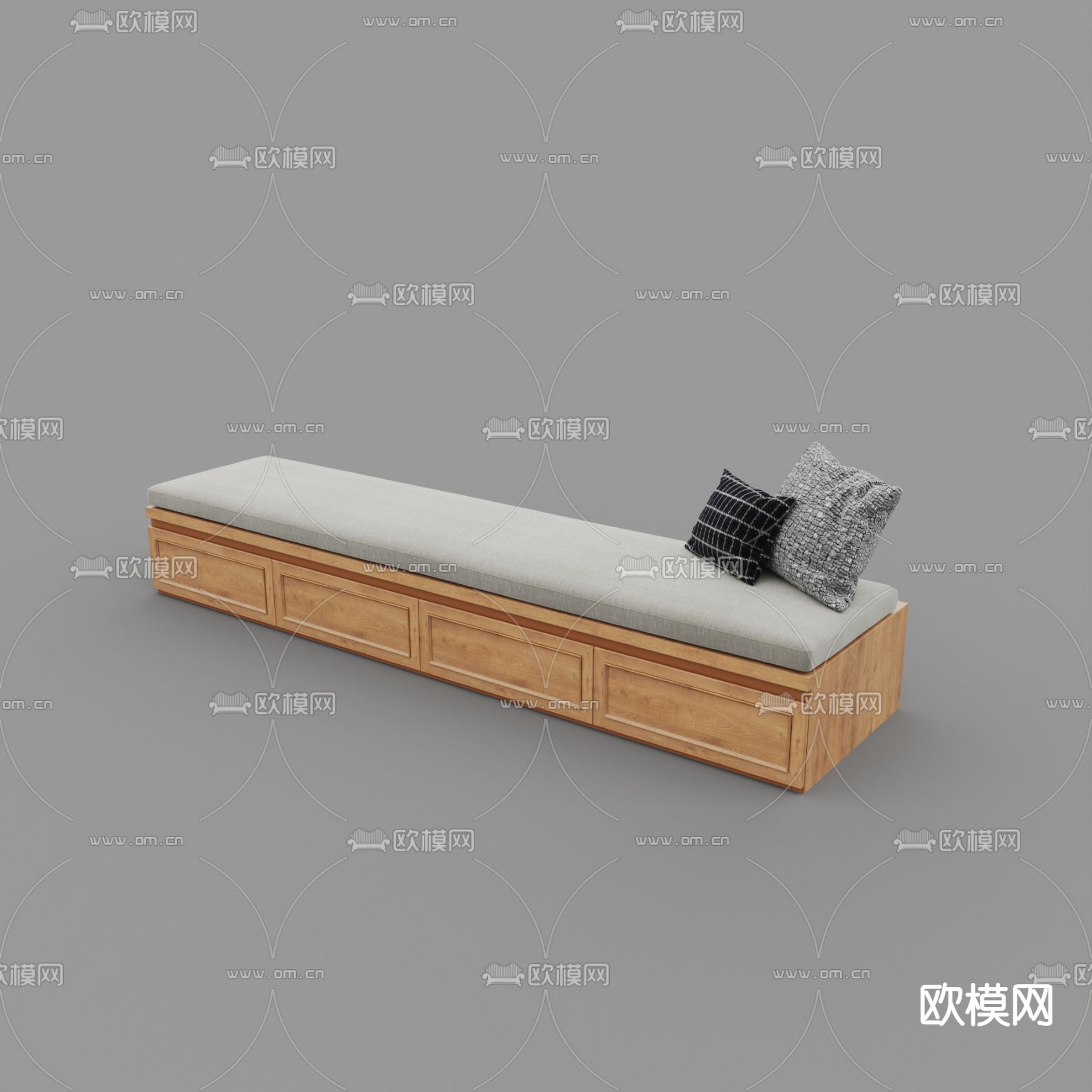 简欧实木布艺沙发凳免费3d模型下载