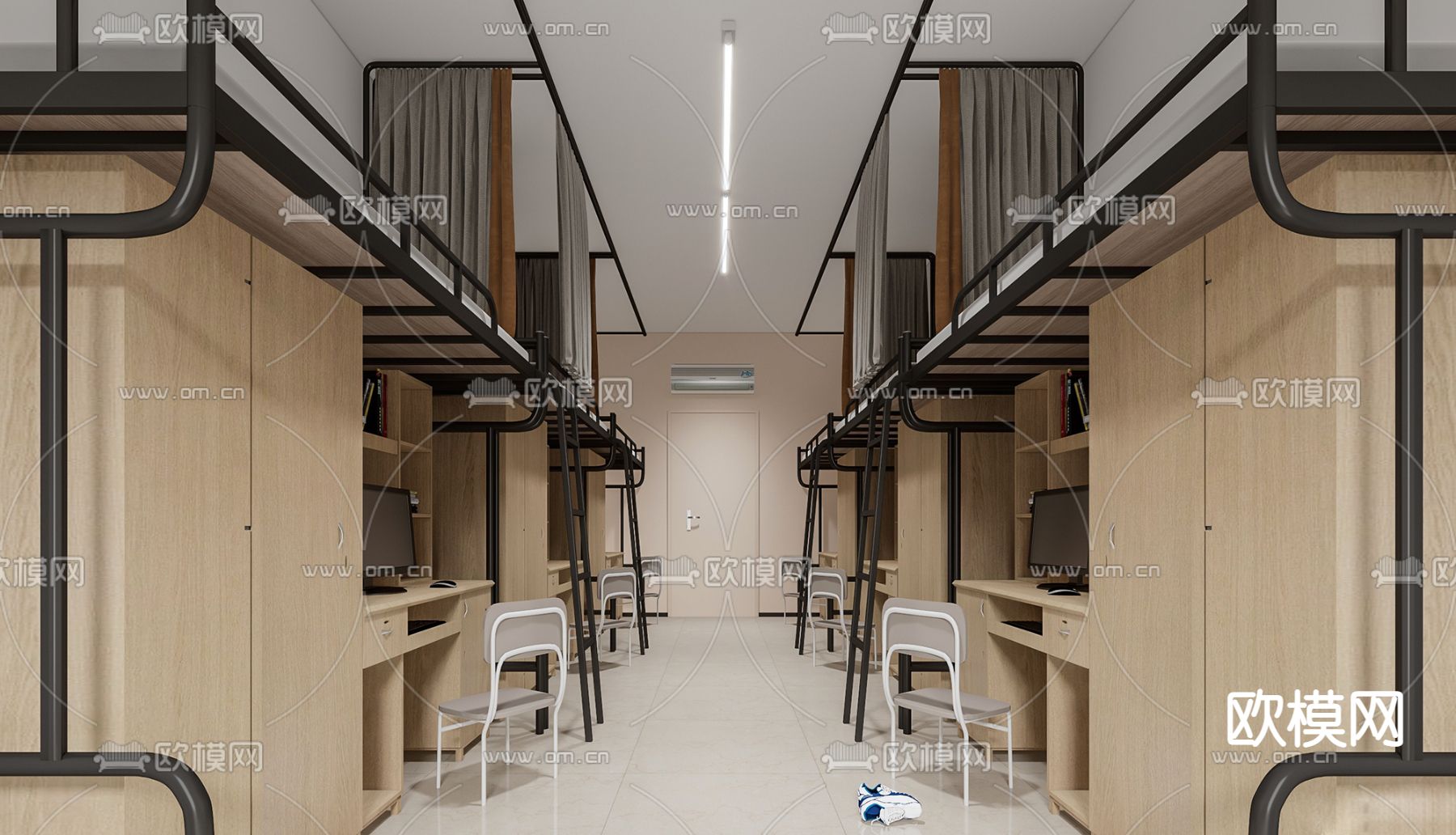 现代学校宿舍su模型下载_ID12136738_sketchup模型下载-欧模网