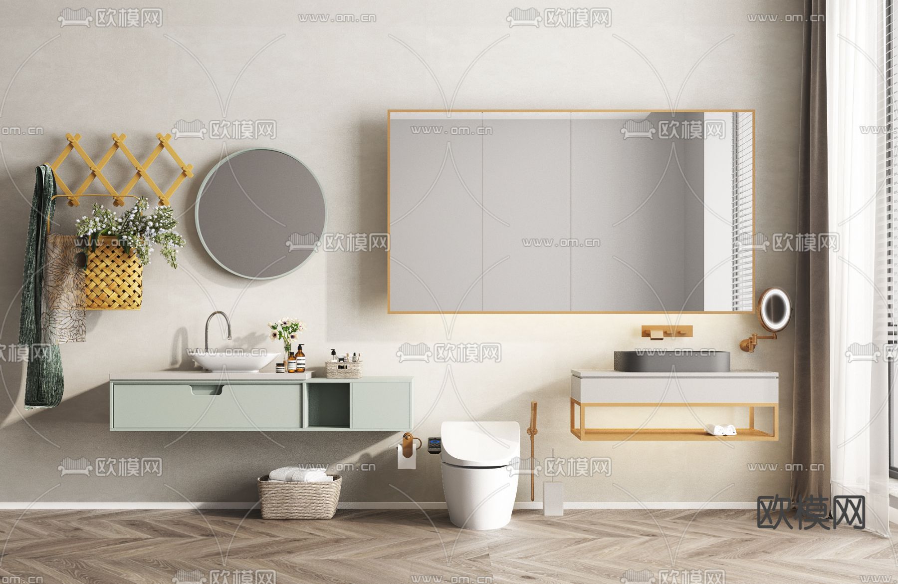 现代浴室柜 台盆3d模型下载