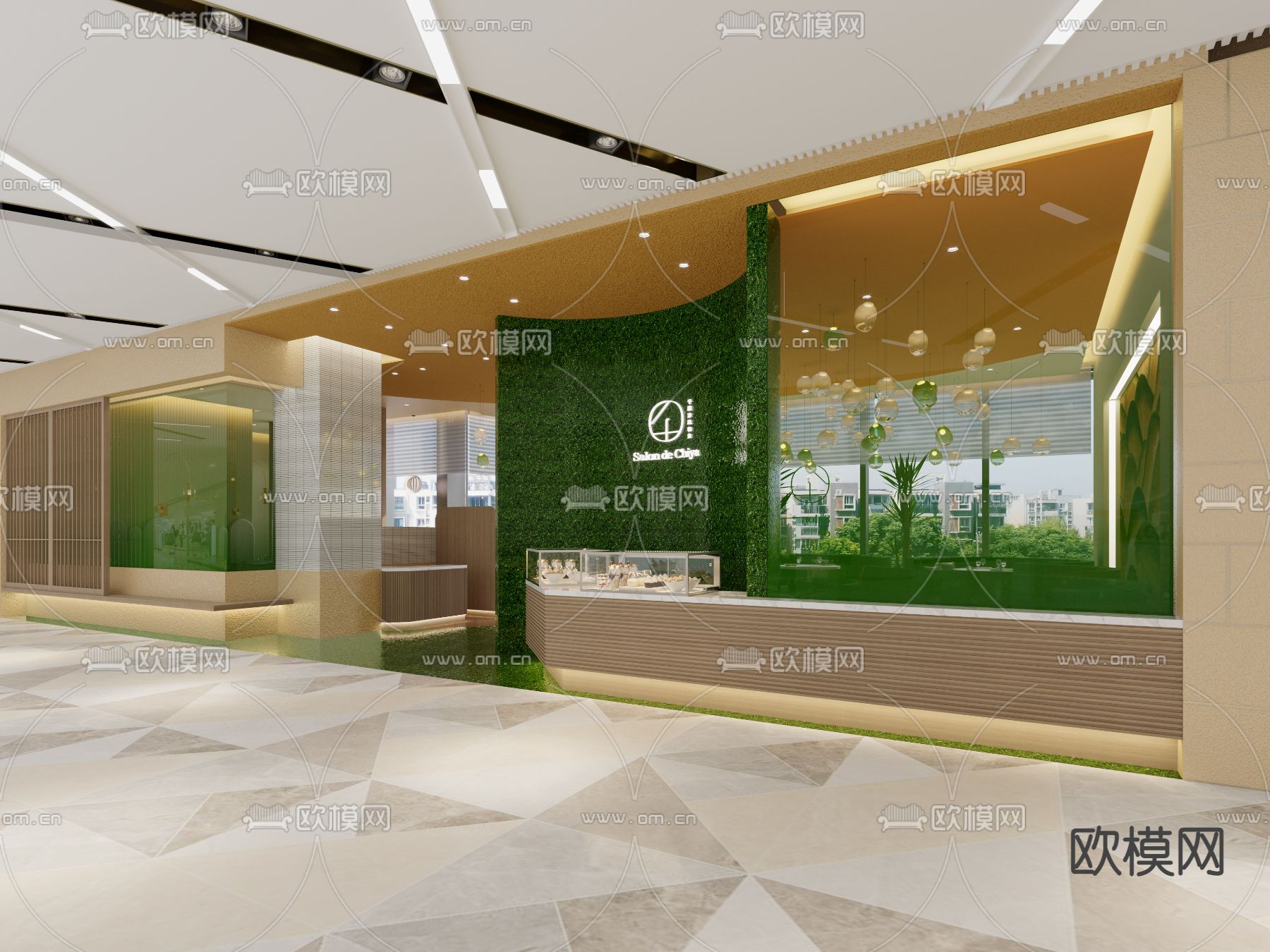 现代网红餐厅3d模型下载（渲染图1）