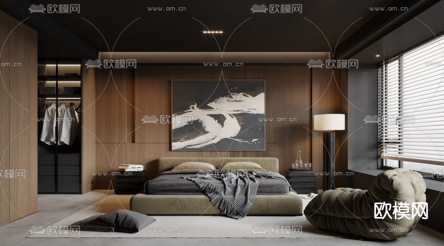 现代卧室 主卧 主人房3d模型