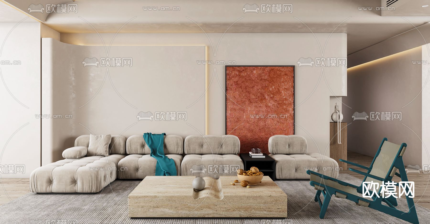 侘寂风客厅3d模型下载