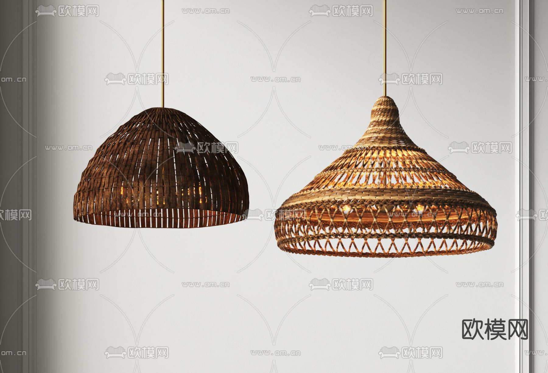 东南亚编织吊灯3d模型下载