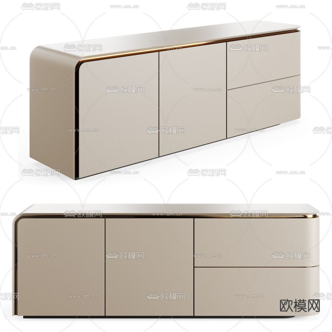FENDI 现代轻奢边柜3d模型