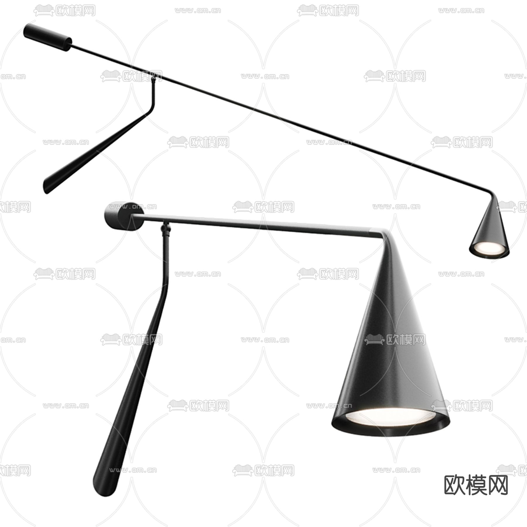 现代长条形床头壁灯3d模型下载_ID12136398_3dmax免费模型-欧模网