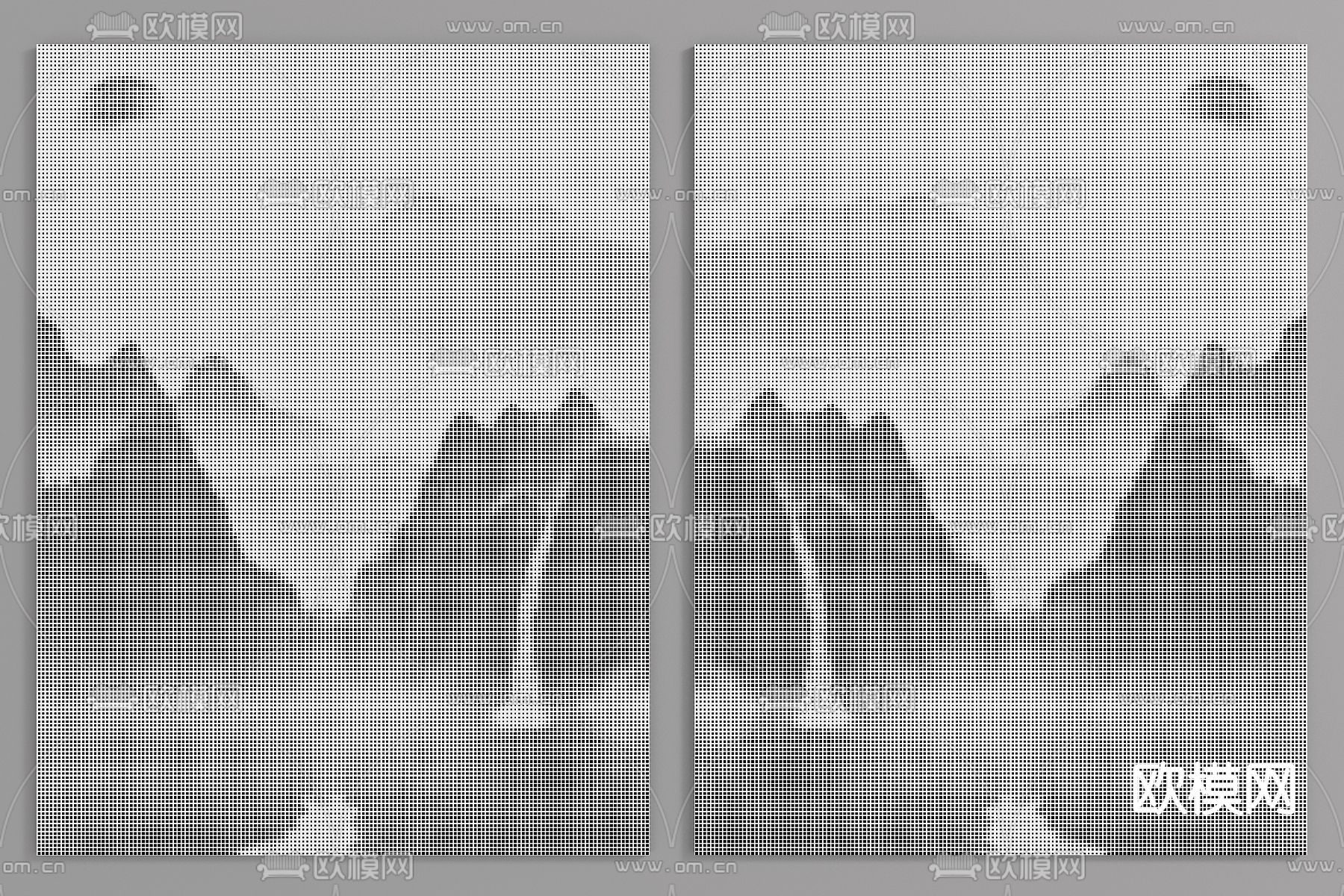 中式山水穿孔板3d模型下载