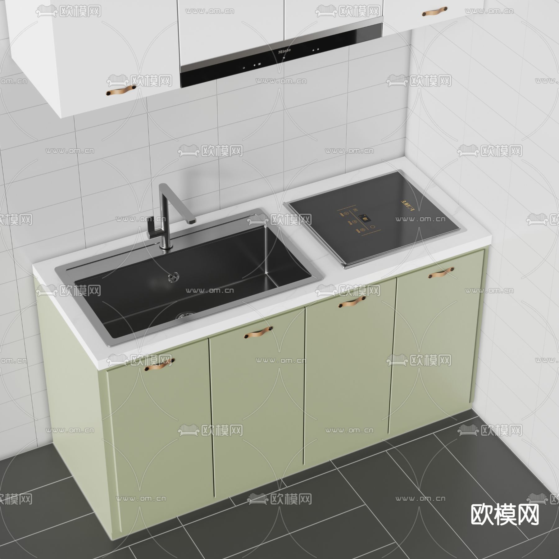 现代橱柜灶台3d模型下载_ID12138275_3dmax免费模型-欧模网