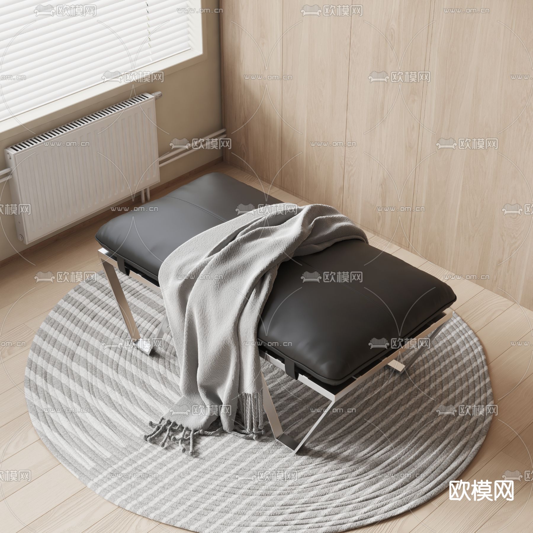 现代皮垫凳子3d模型