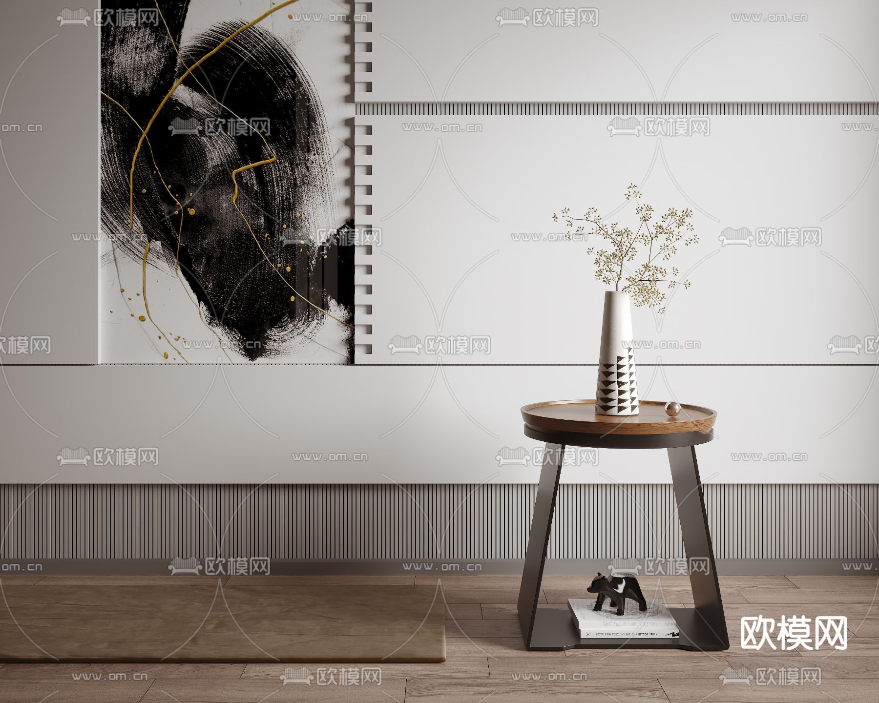 现代角几 圆几 边几3d模型下载（渲染图1）