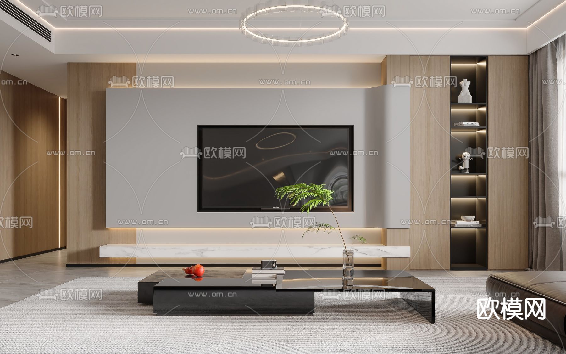 现代客厅餐厅3d模型