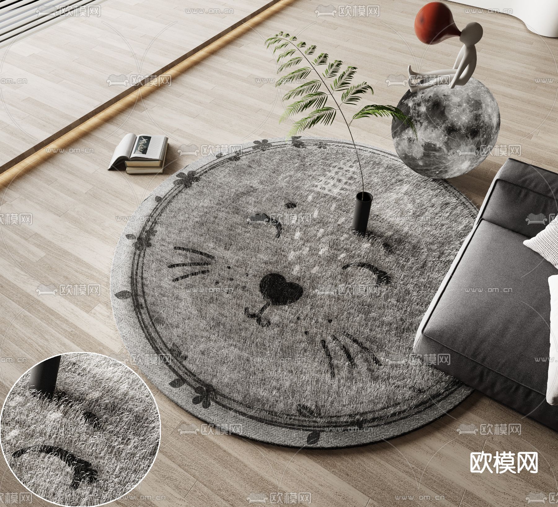 现代圆形地毯3d模型