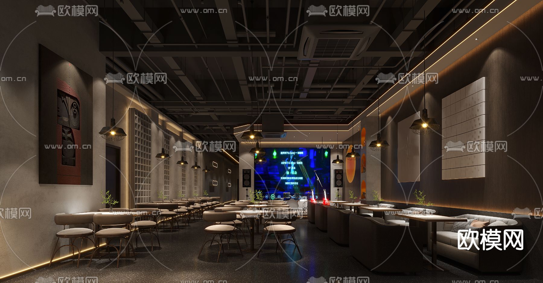 现代音乐酒吧 清吧3d模型下载（渲染图2）
