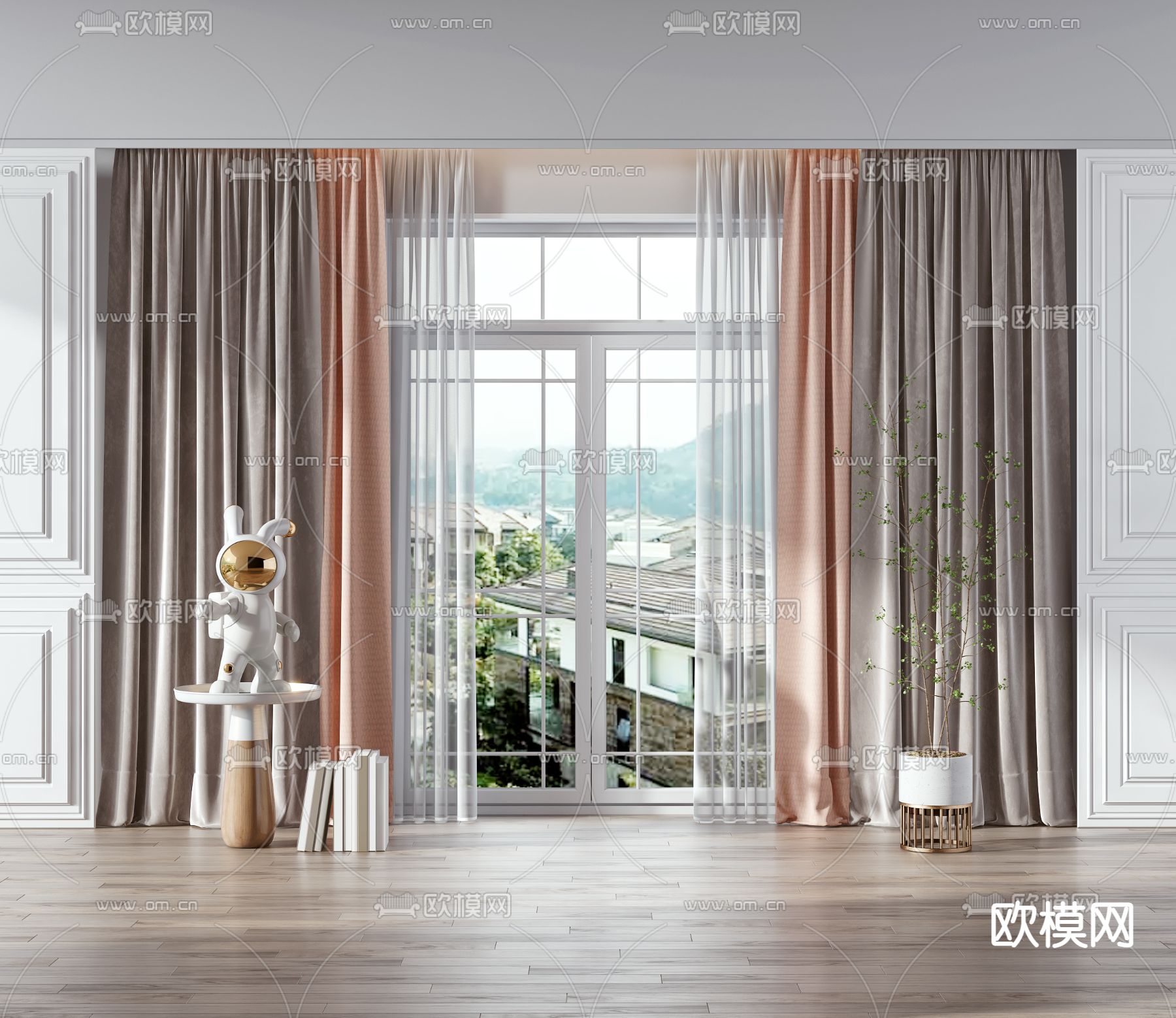 现代窗帘 纱帘3d模型下载_ID12138228_3dmax免费模型-欧模网