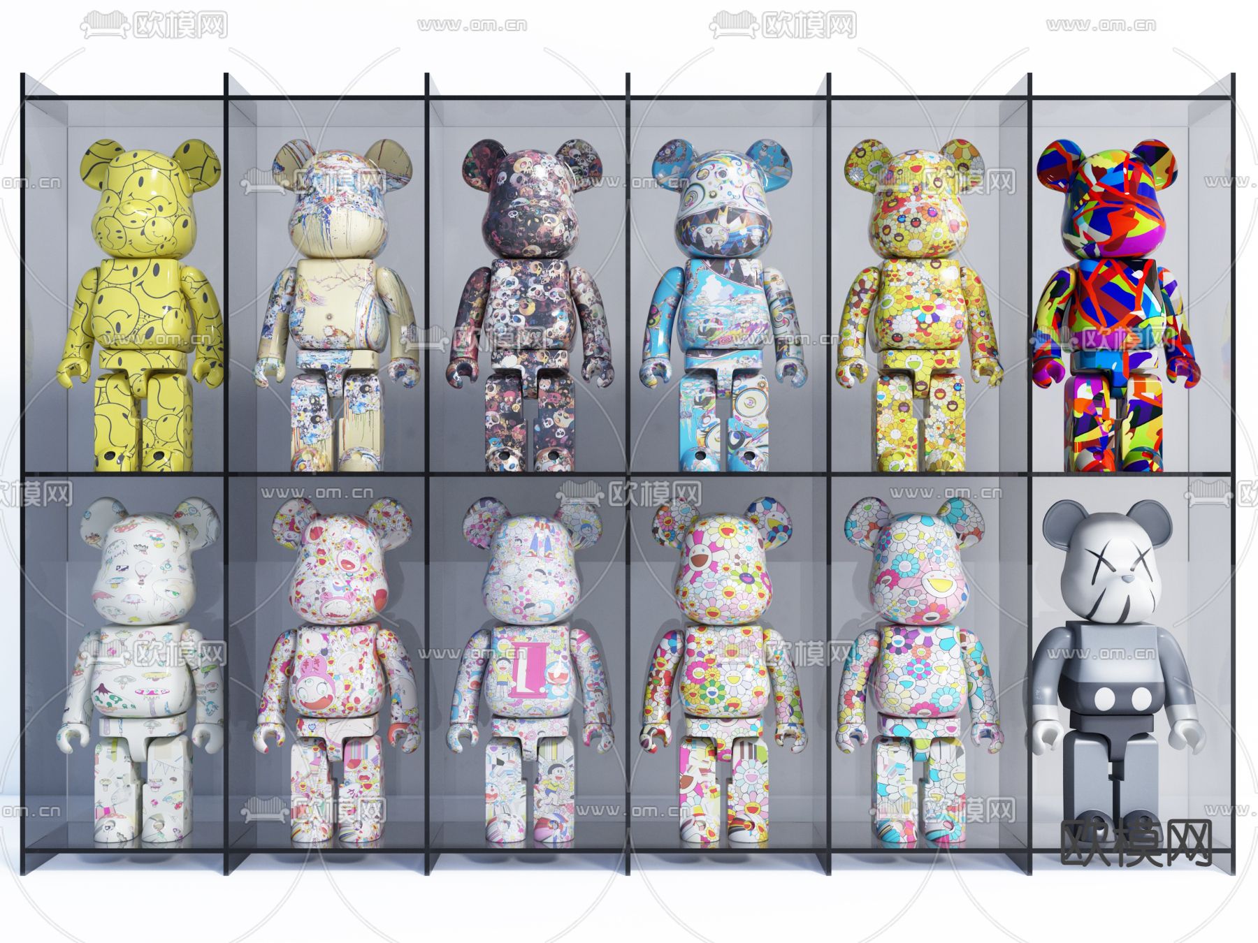 现代Kaws潮玩暴力熊3d模型下载_ID12138189_3dmax免费模型-欧模网