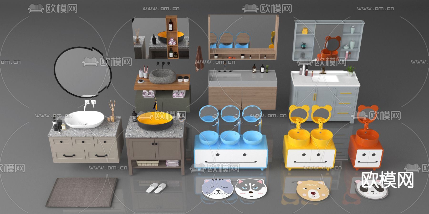 现代儿童洗手台 浴室柜3d模型下载