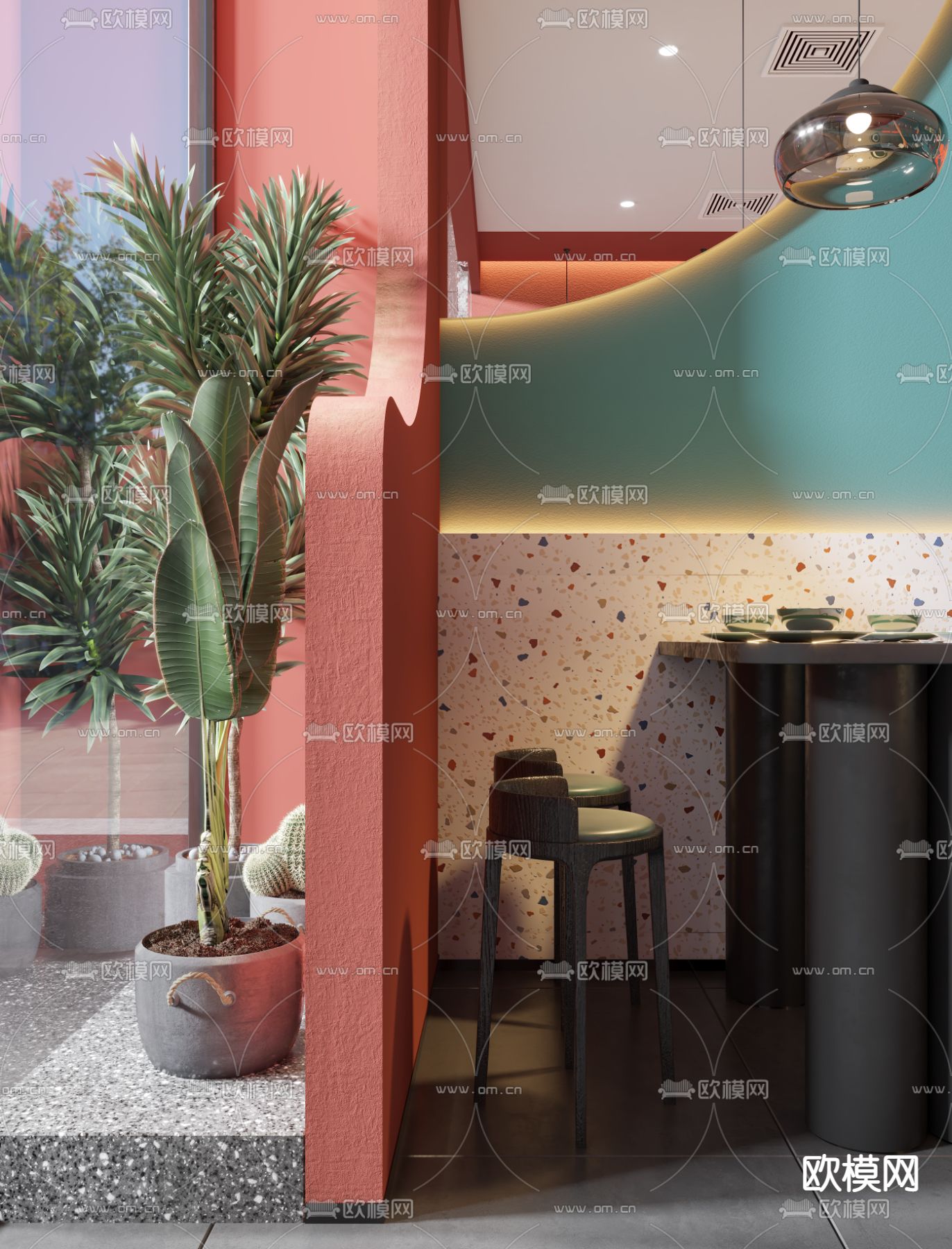 网红餐厅 煲仔饭餐馆3d模型