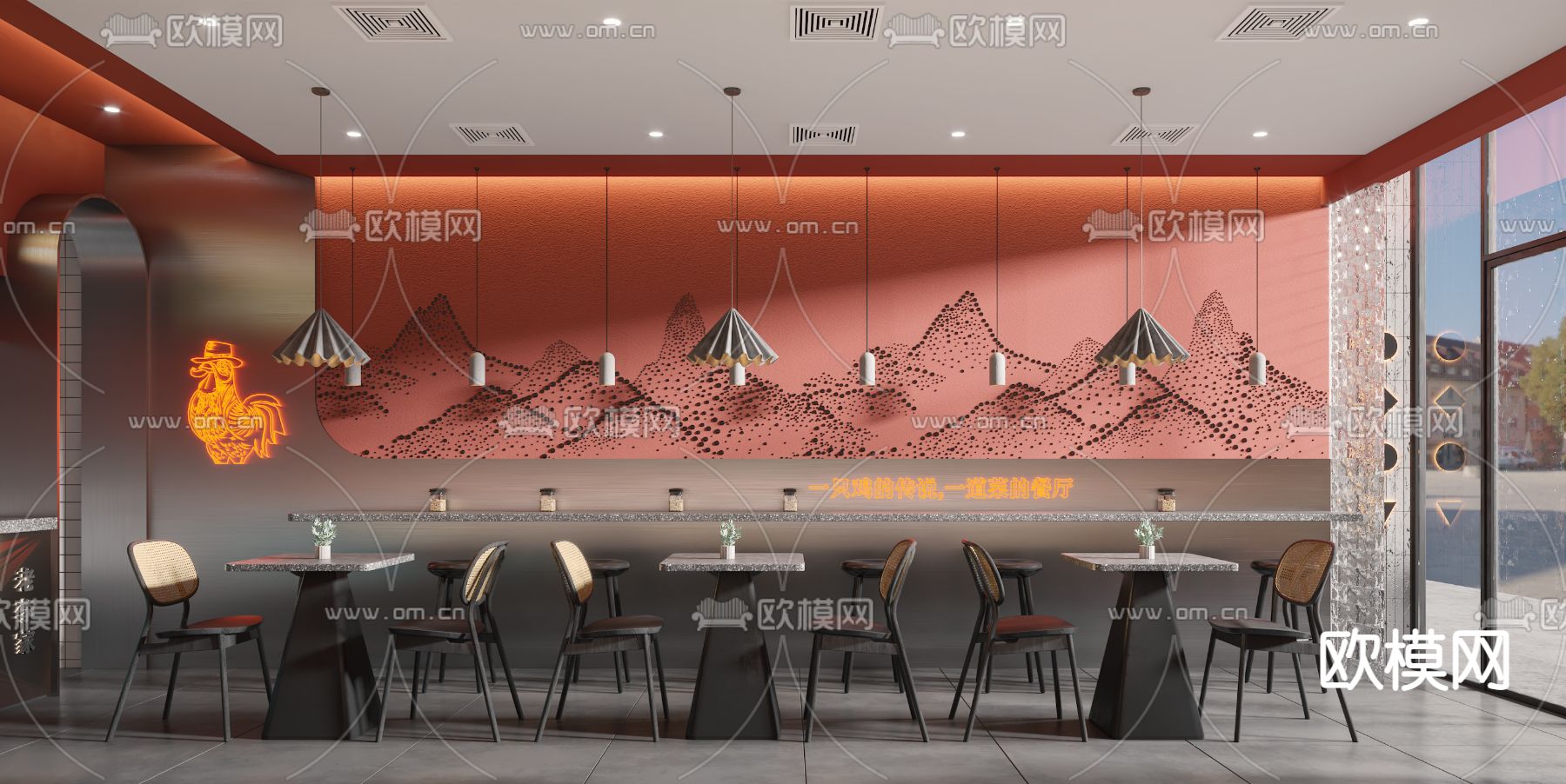 网红餐厅 煲仔饭餐馆3d模型