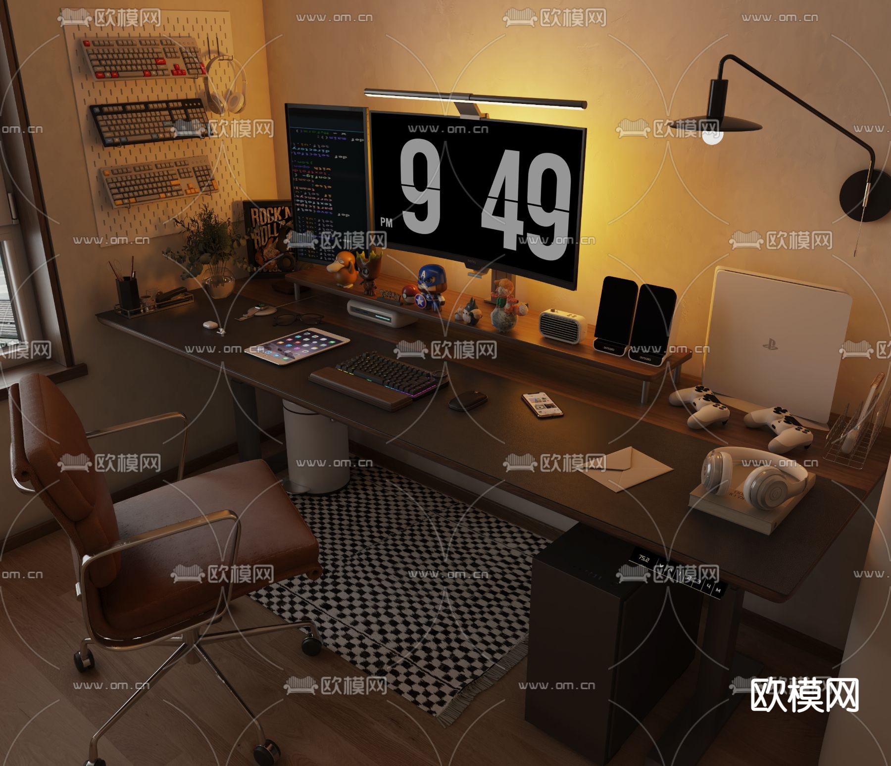 现代书房 电竞房3d模型下载_ID12136443_3dmax免费模型-欧模网