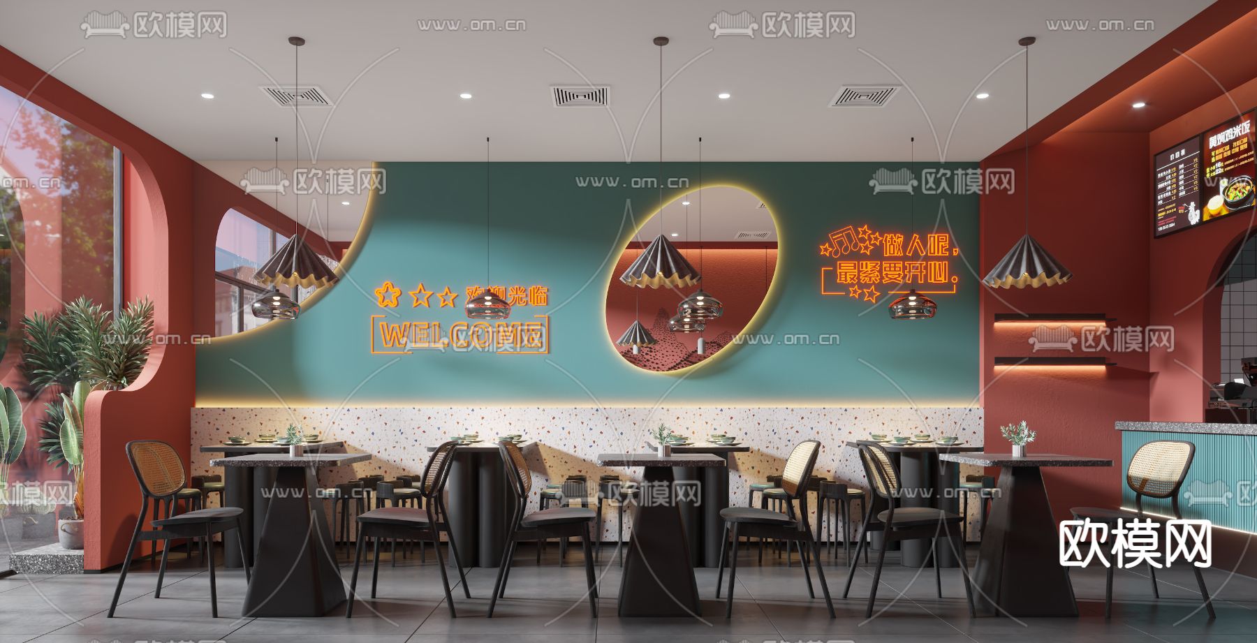 网红餐厅 煲仔饭餐馆3d模型