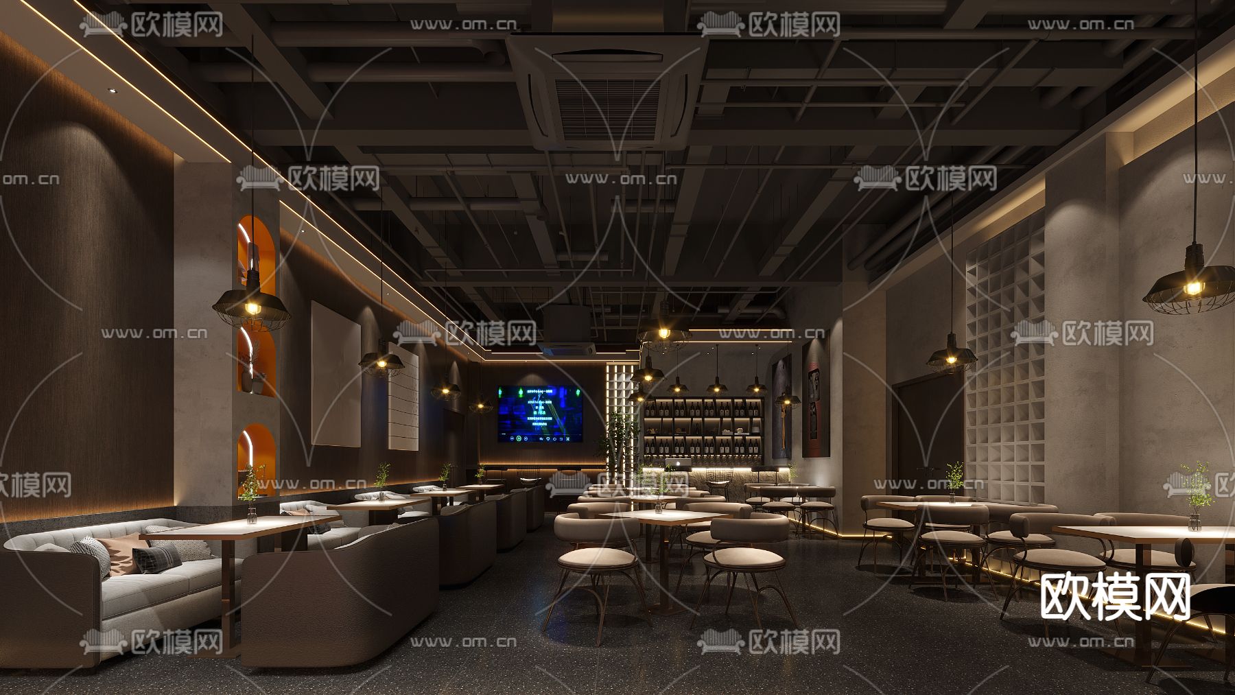 现代音乐酒吧 清吧3d模型下载（渲染图1）