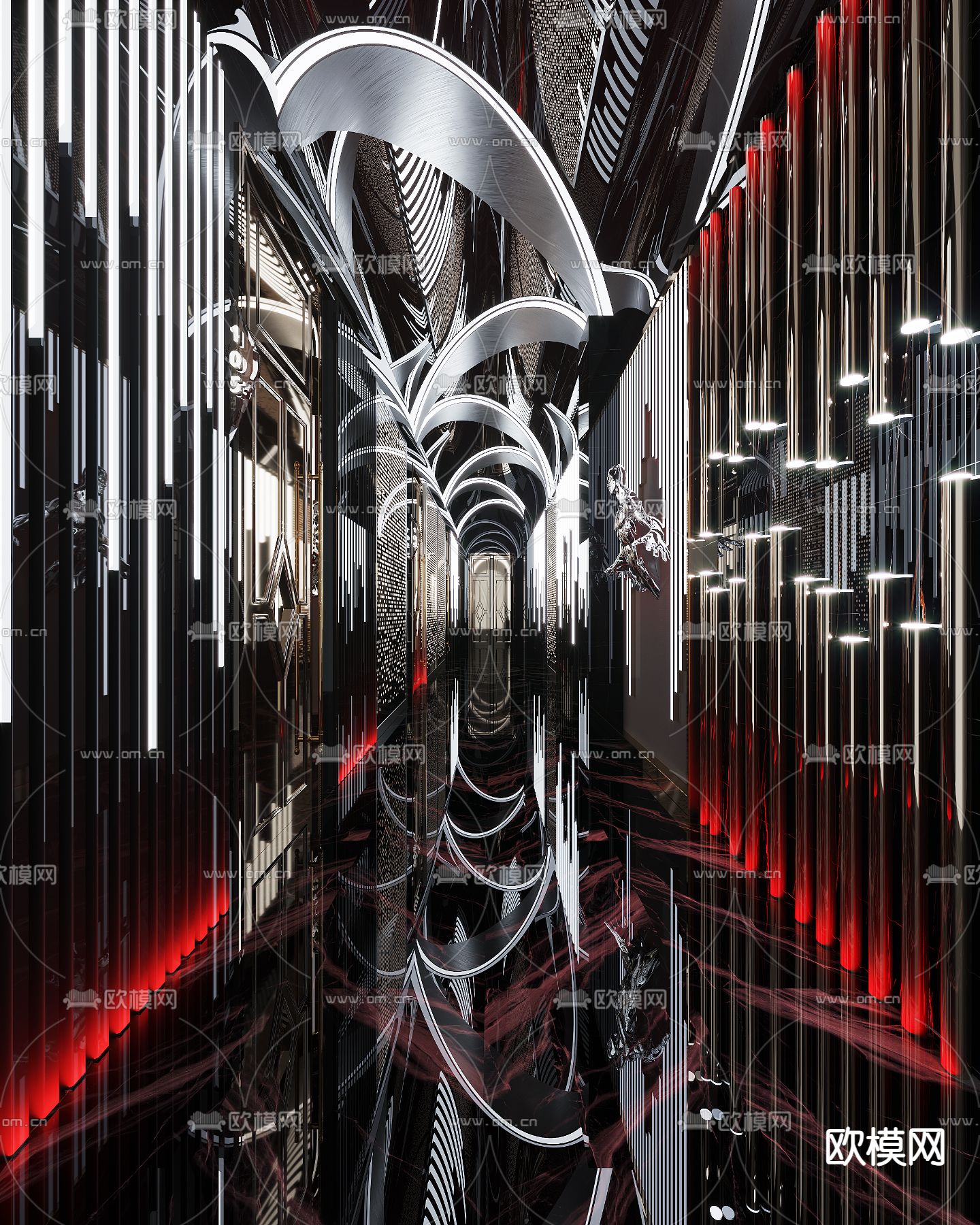 现代KTV过道3d模型下载_ID12137907_3dmax免费模型-欧模网