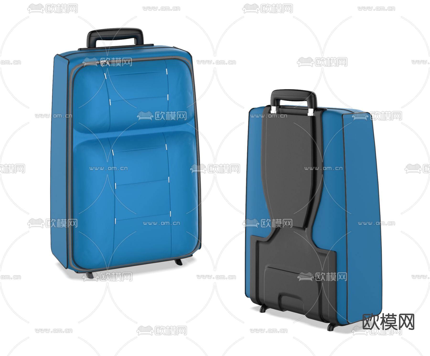 现代蓝色旅行箱3d模型下载
