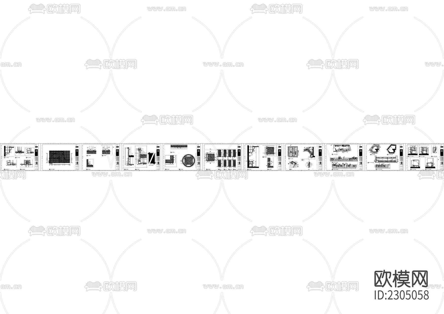 大堂大样CAD施工图下载（渲染图5）