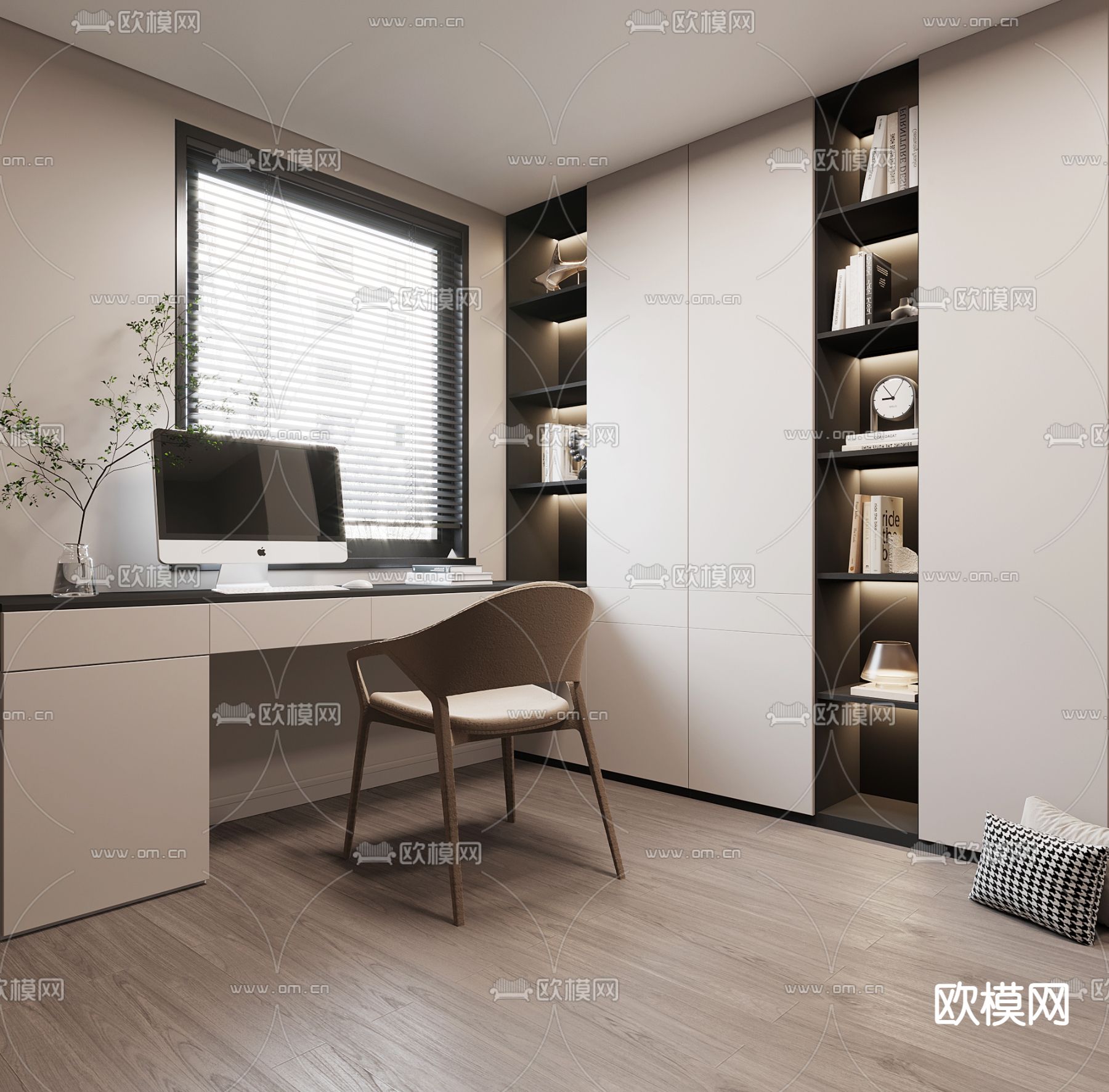 现代书房 书室3d模型下载_ID12138684_3dmax免费模型-欧模网