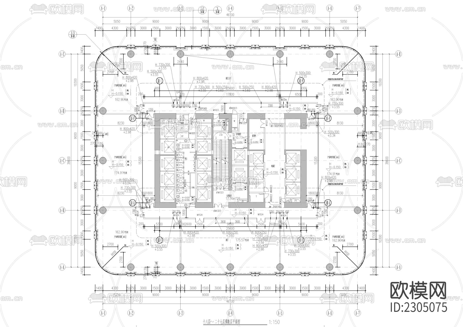 20F塔楼建筑CAD施工图下载（渲染图2）
