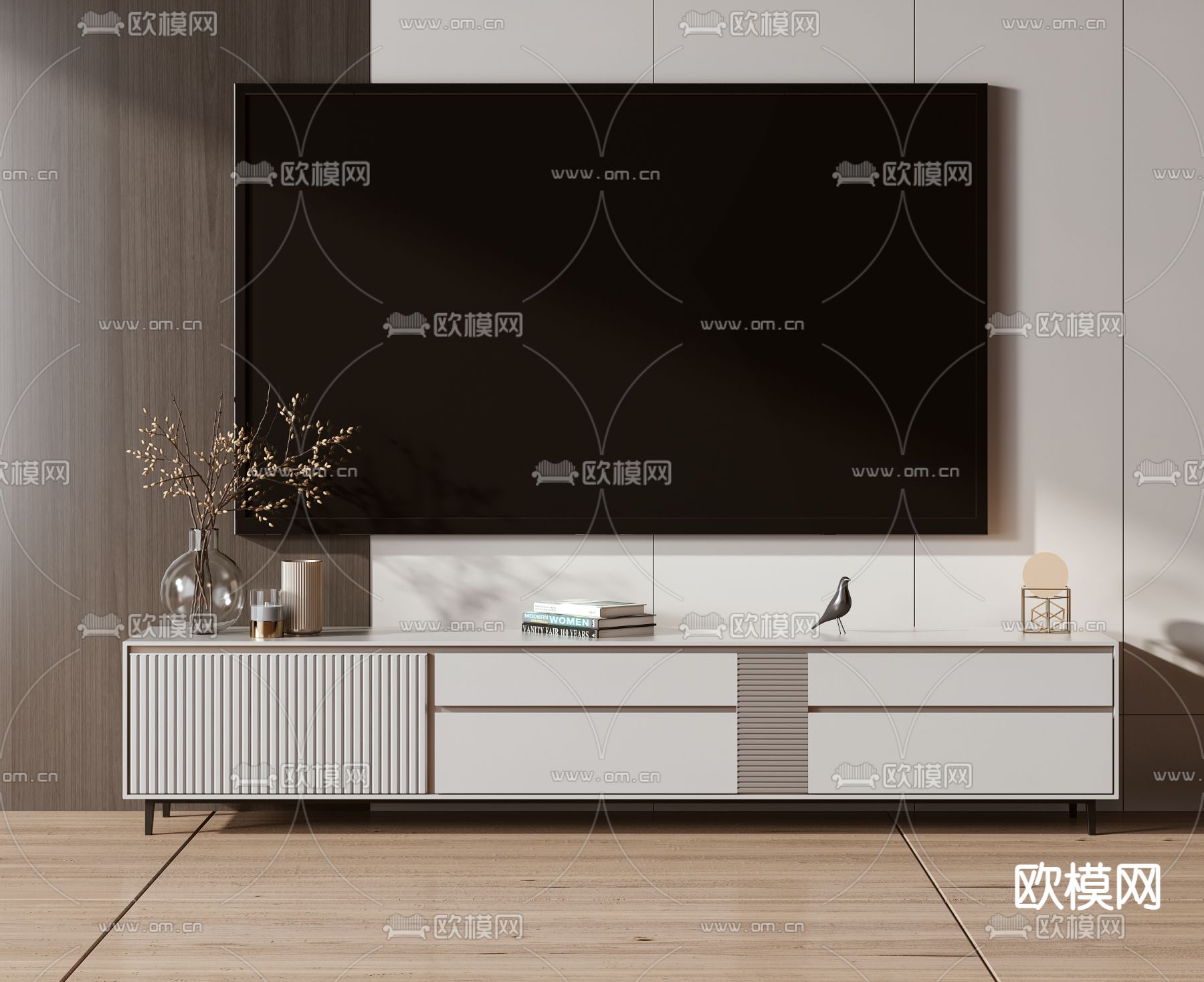 现代轻奢电视柜3d模型下载