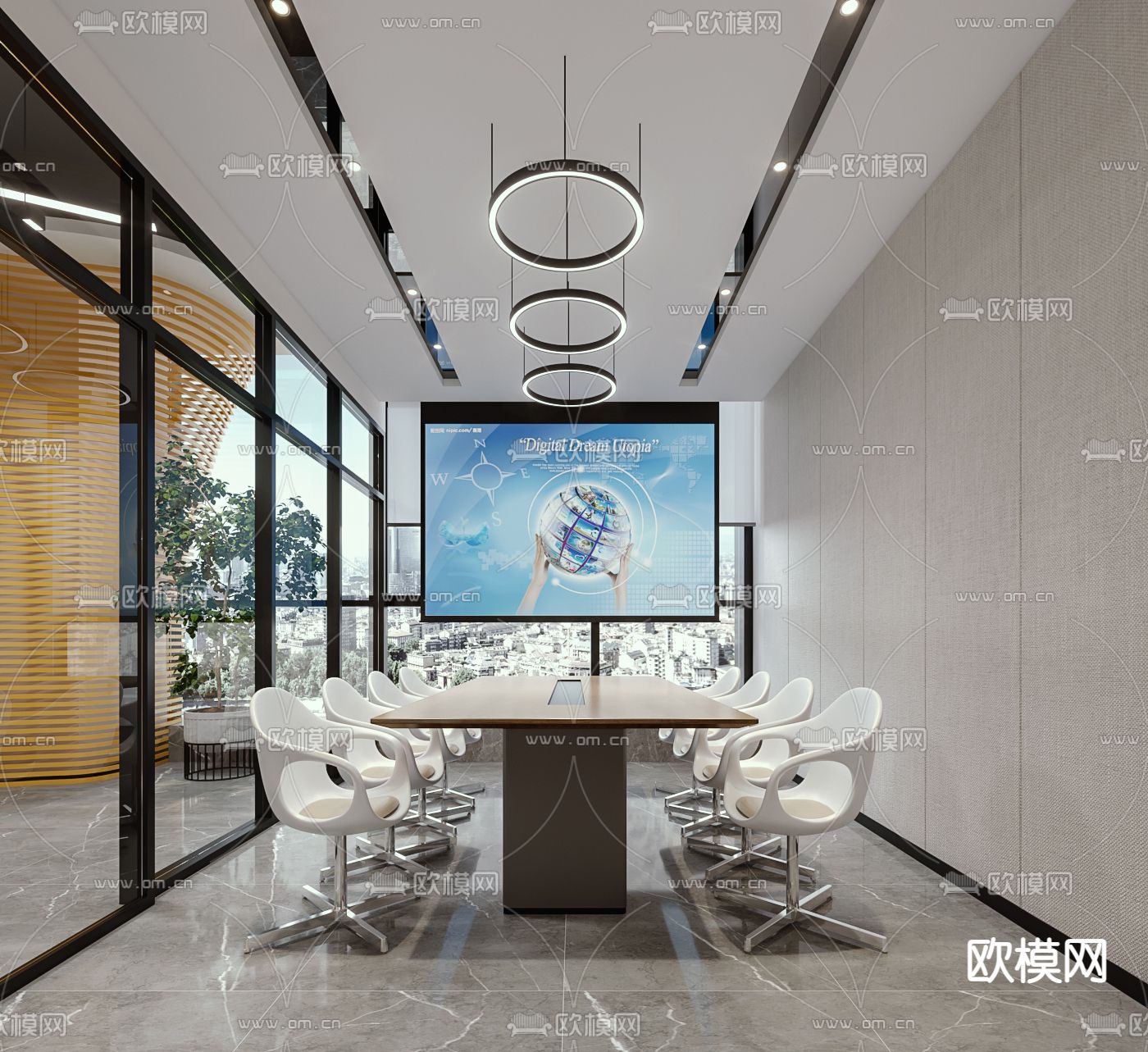 现代会议室3d模型下载_ID12139107_3dmax免费模型-欧模网