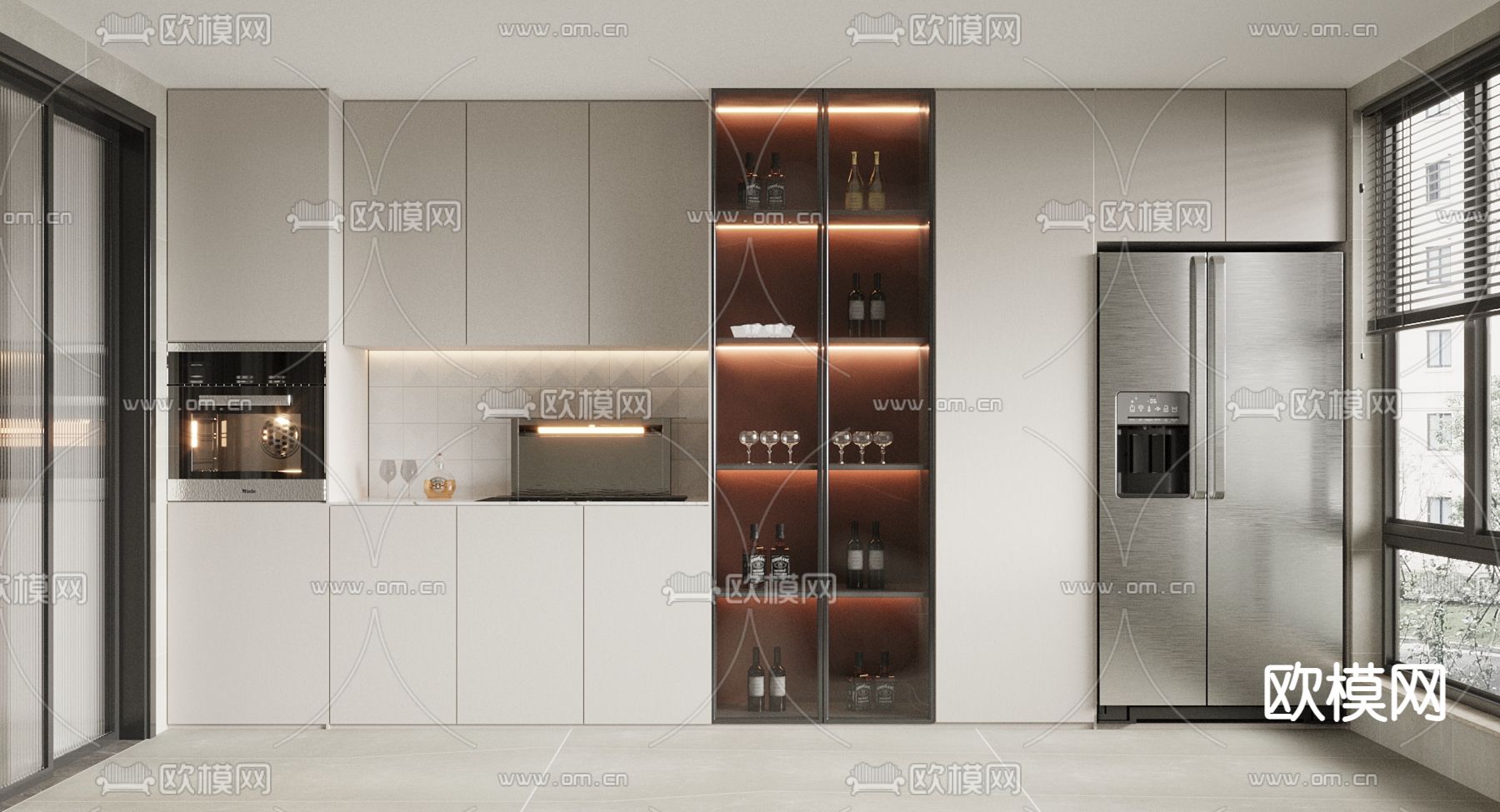 现代厨房 橱柜3d模型下载