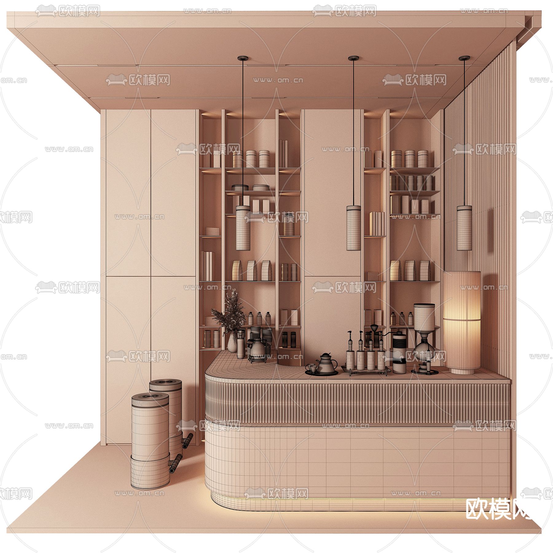 现代咖啡厅操作台3d模型下载（渲染图5）